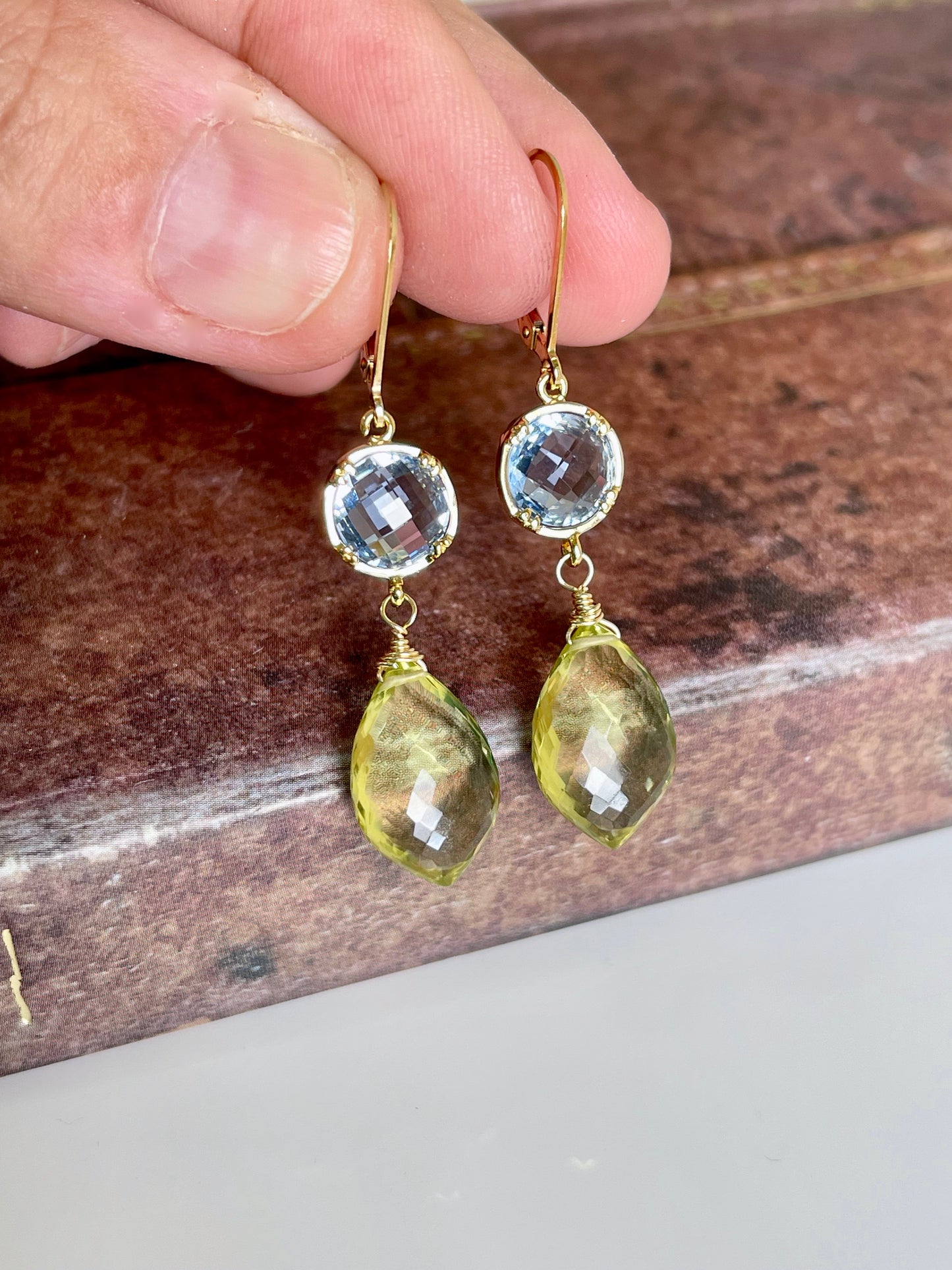 Tanzanite Quartz and Lemon Topaz Earrings