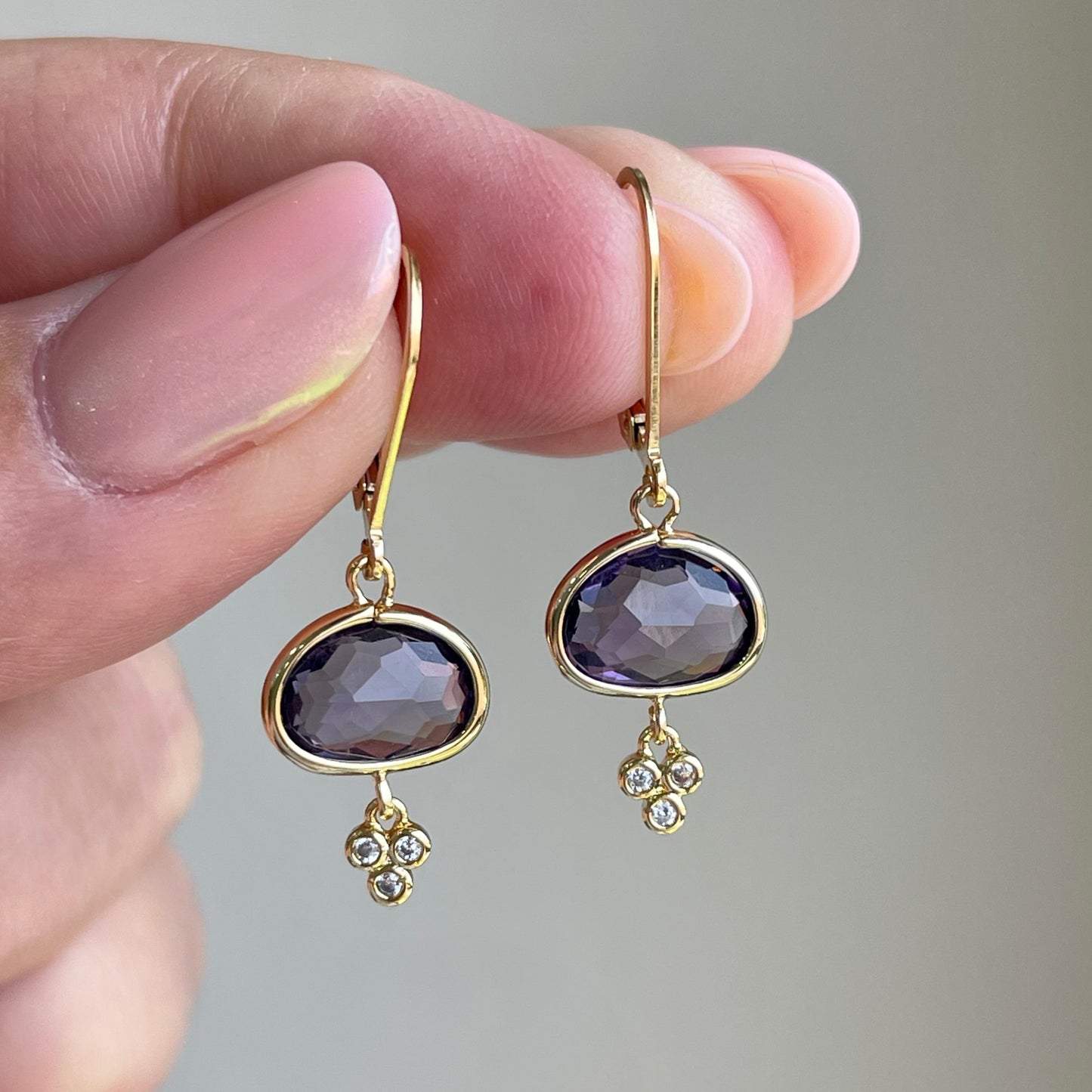 Amethyst Oval Bezeled Earrings