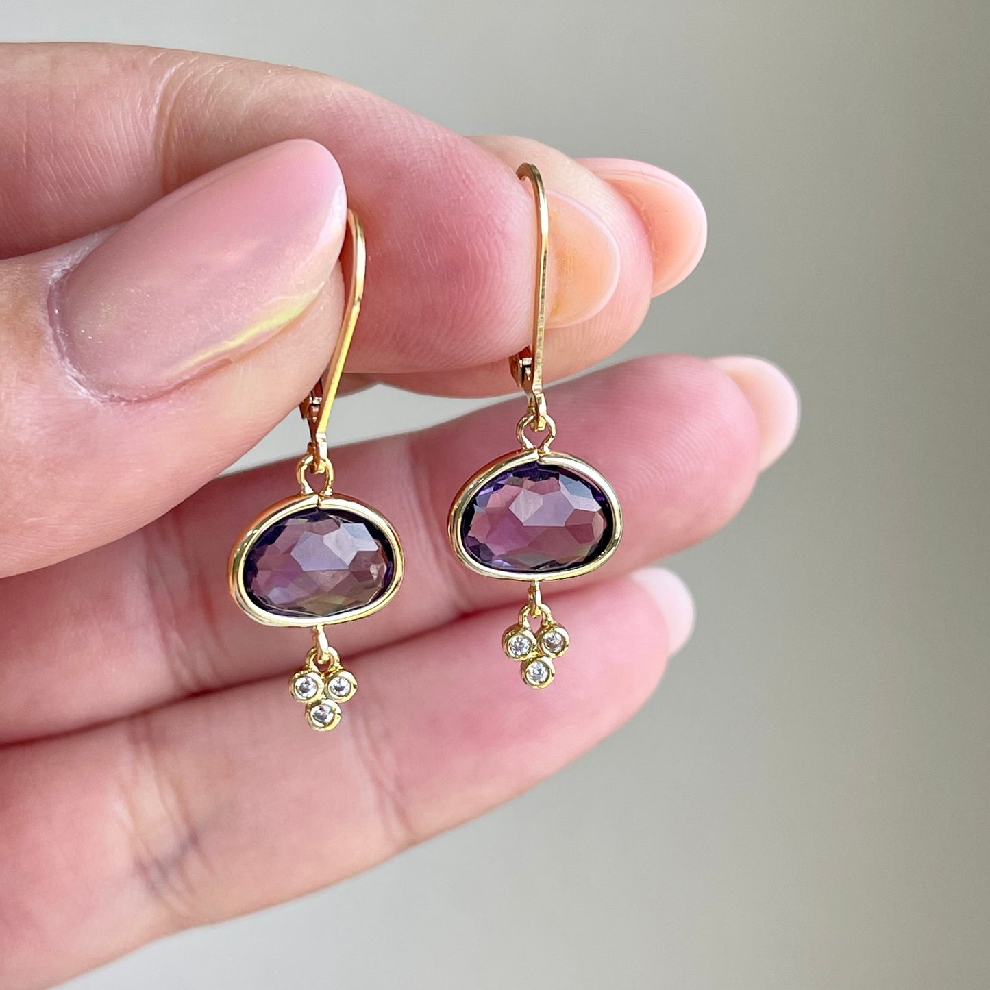 Amethyst Oval Bezeled Earrings