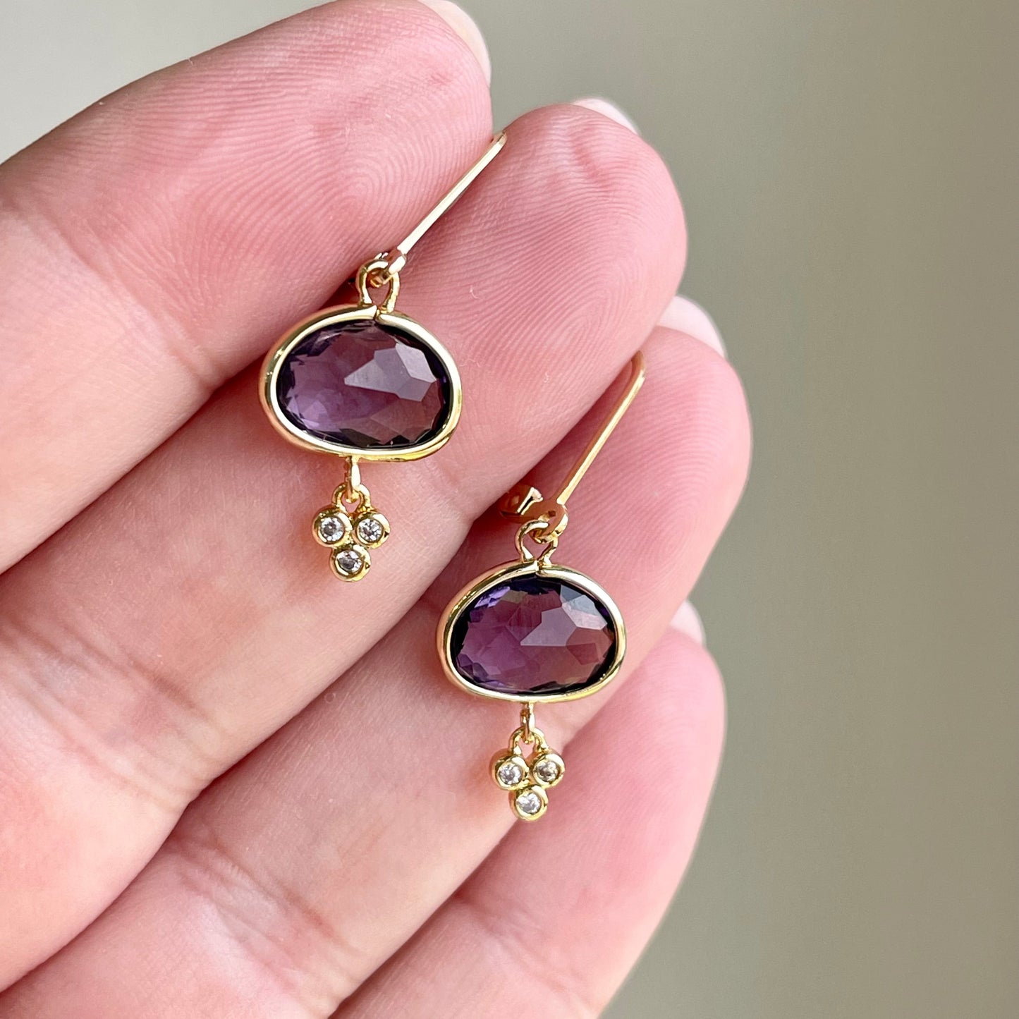 Amethyst Oval Bezeled Earrings