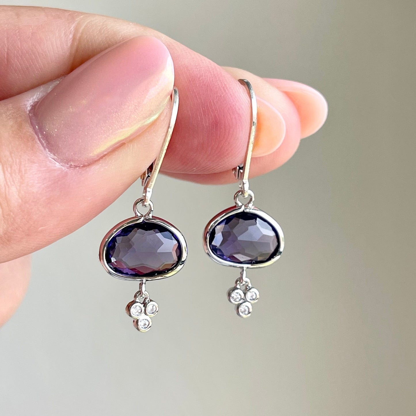 Amethyst Oval Bezeled Earrings
