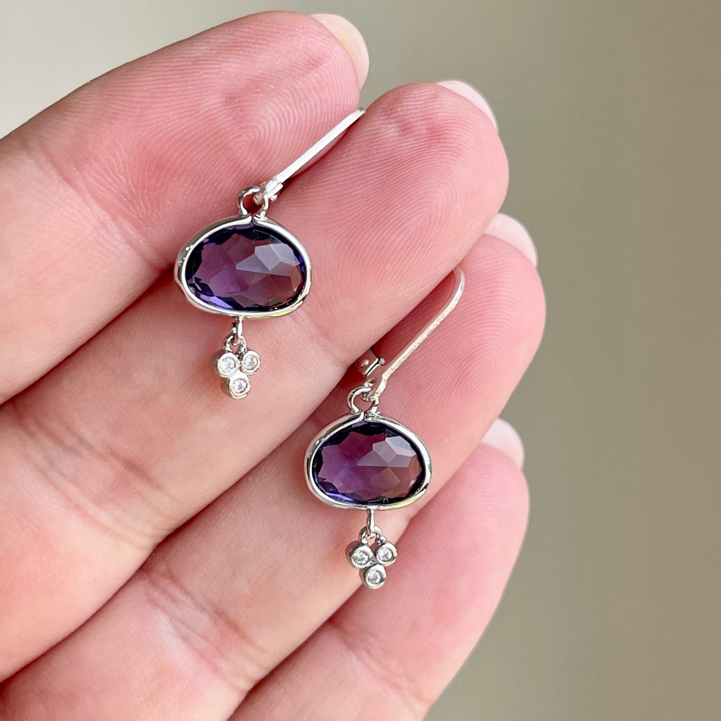 Amethyst Oval Bezeled Earrings