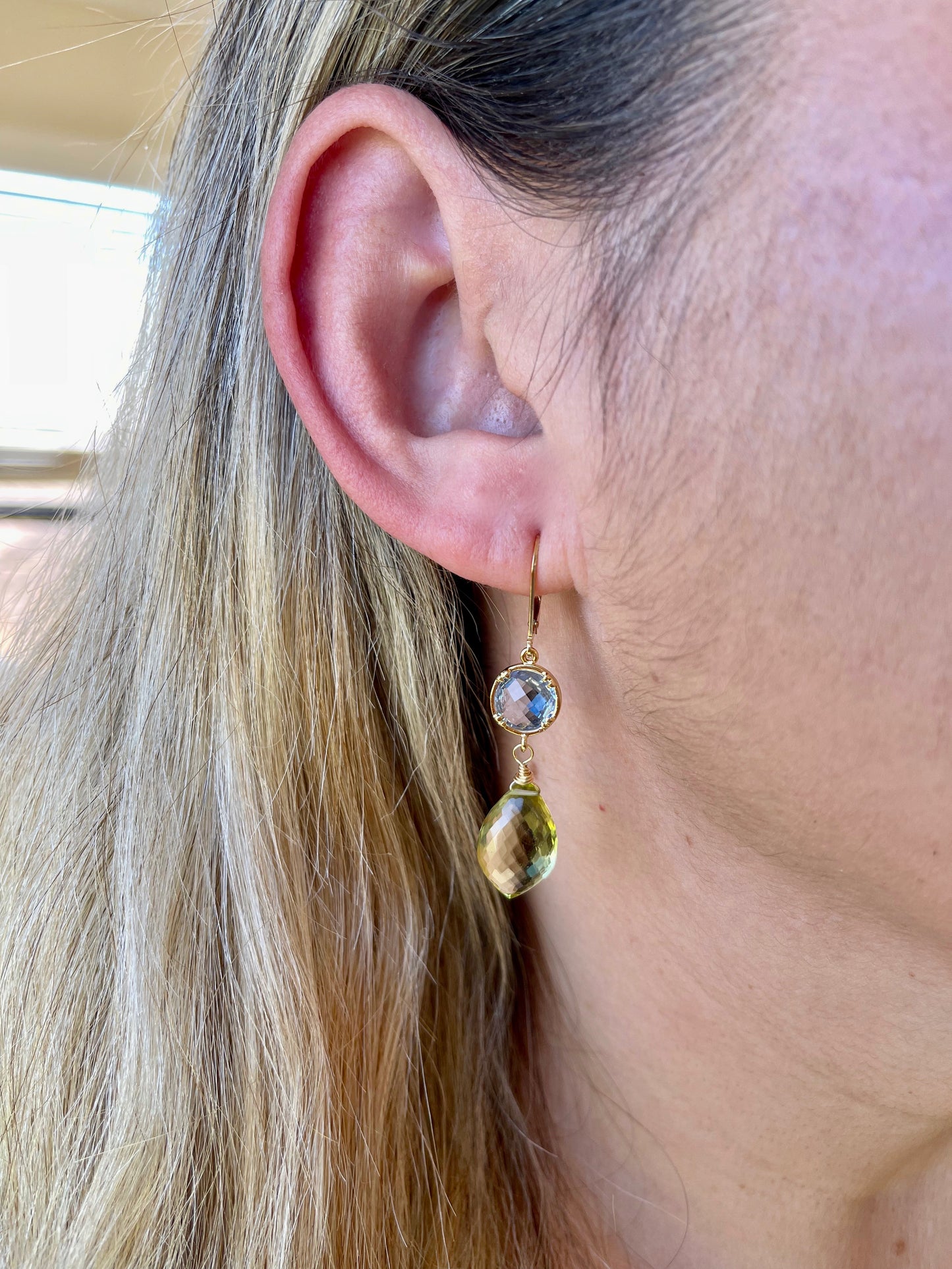 Tanzanite Quartz and Lemon Topaz Earrings