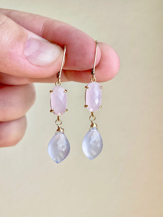 Rose Quartz and Lilac Chalcedony