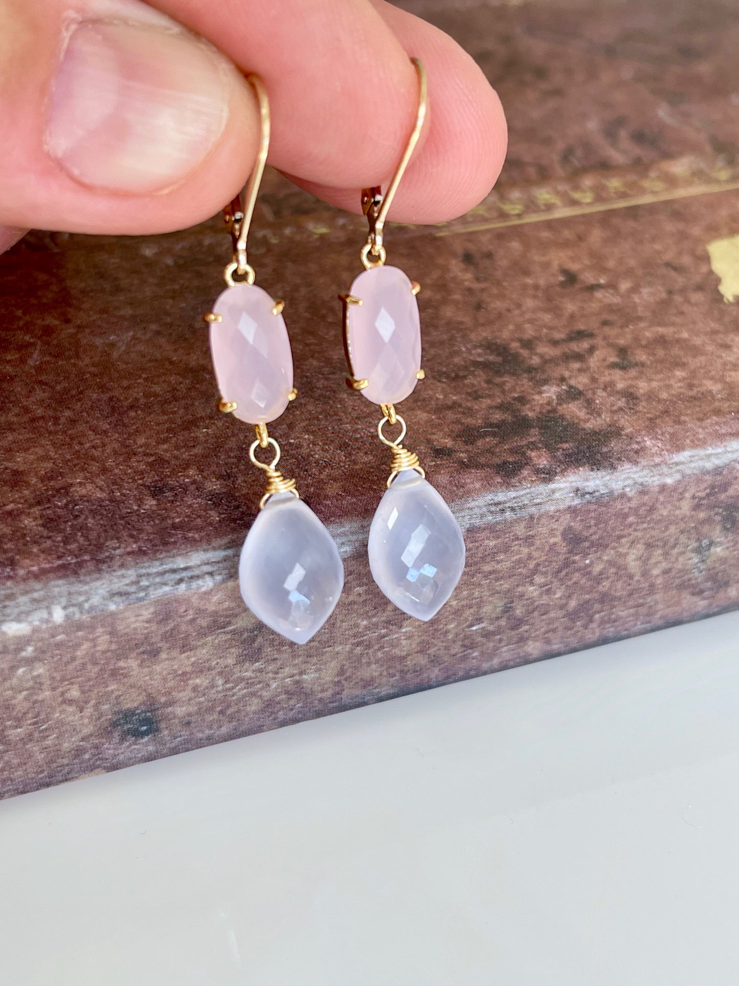 Rose Quartz and Lilac Chalcedony