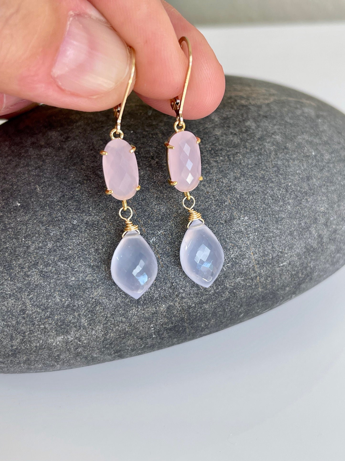 Rose Quartz and Lilac Chalcedony