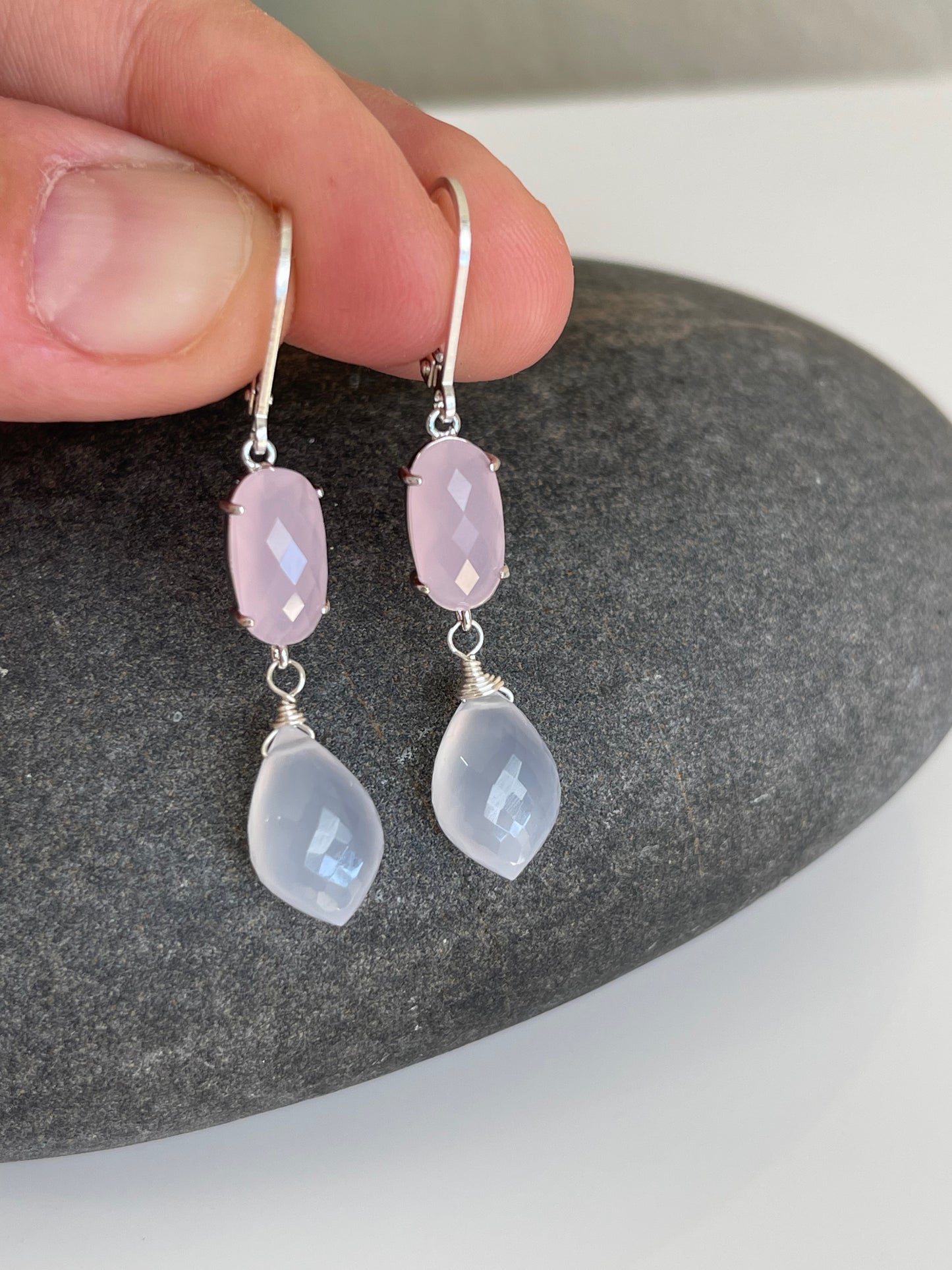 Rose Quartz and Lilac Chalcedony