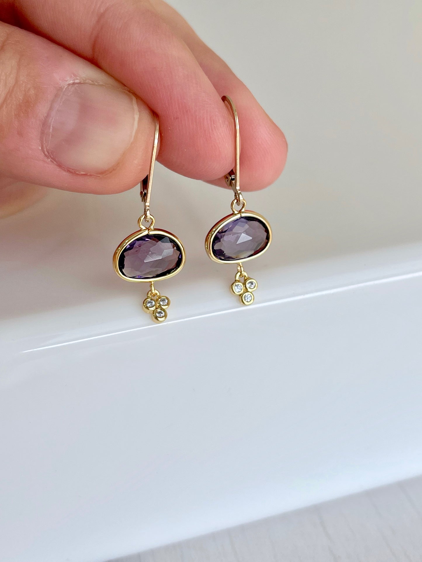 Oval Amethyst Earrings