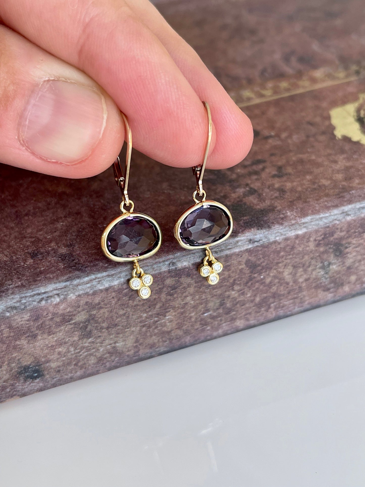 Oval Amethyst Earrings