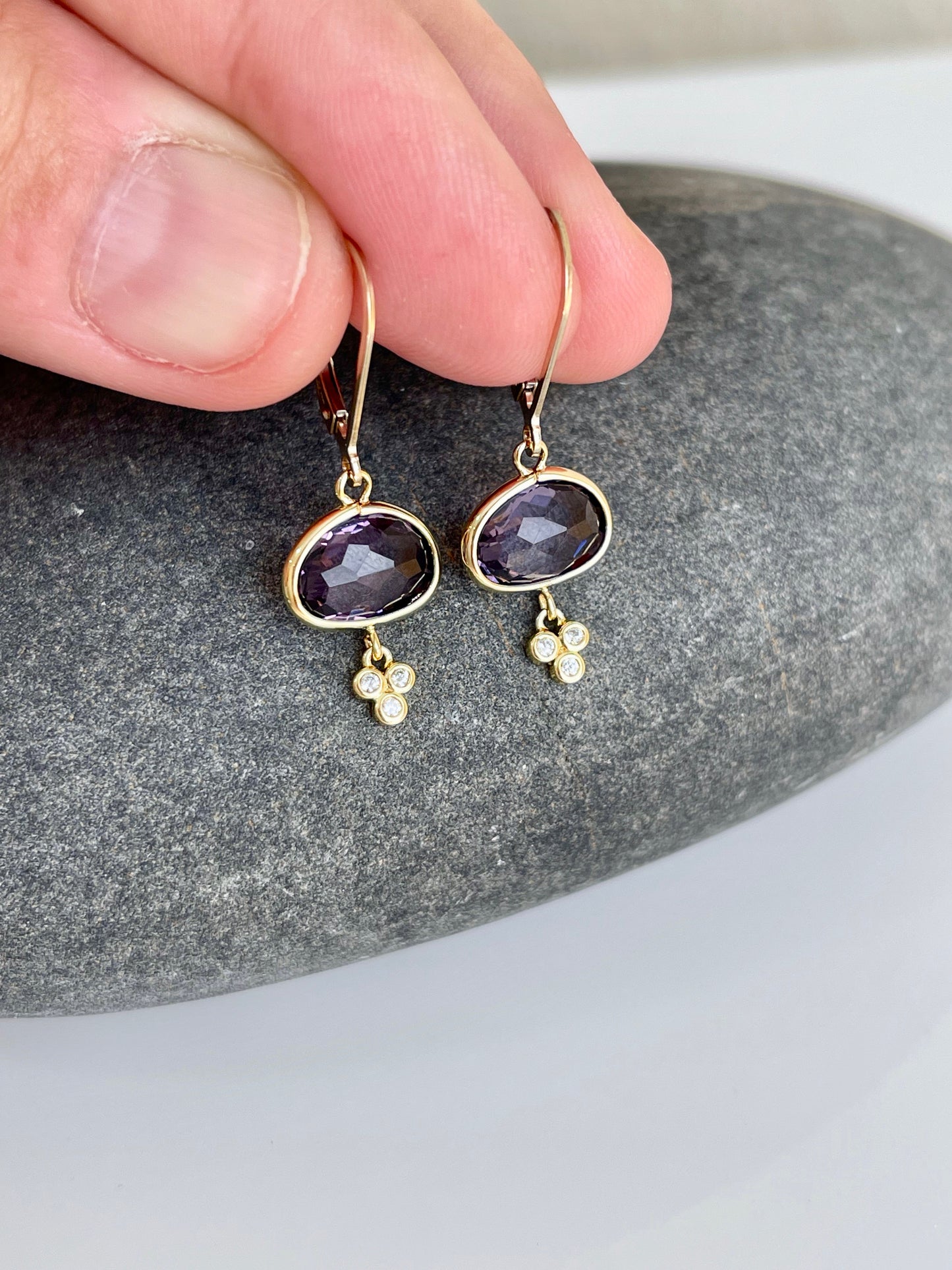 Oval Amethyst Earrings