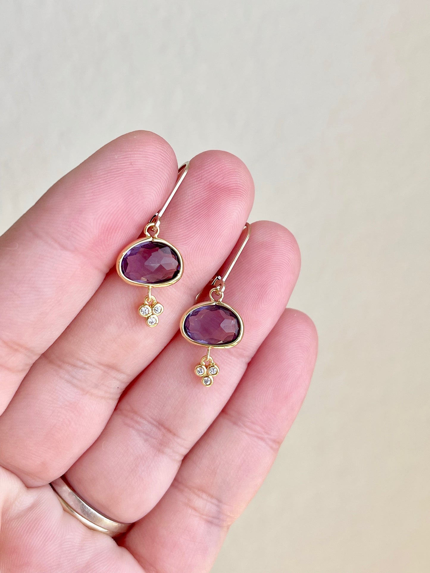 Oval Amethyst Earrings