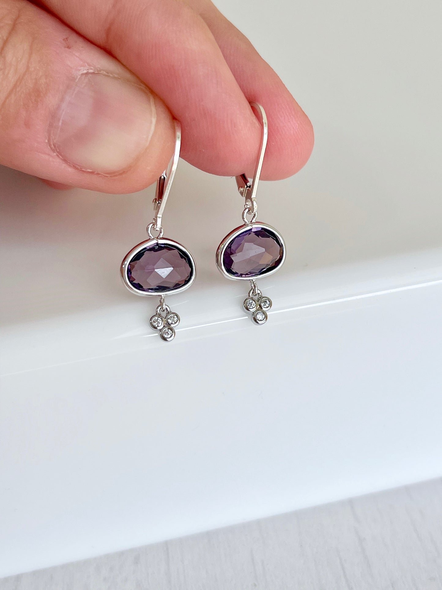 Oval Amethyst Earrings