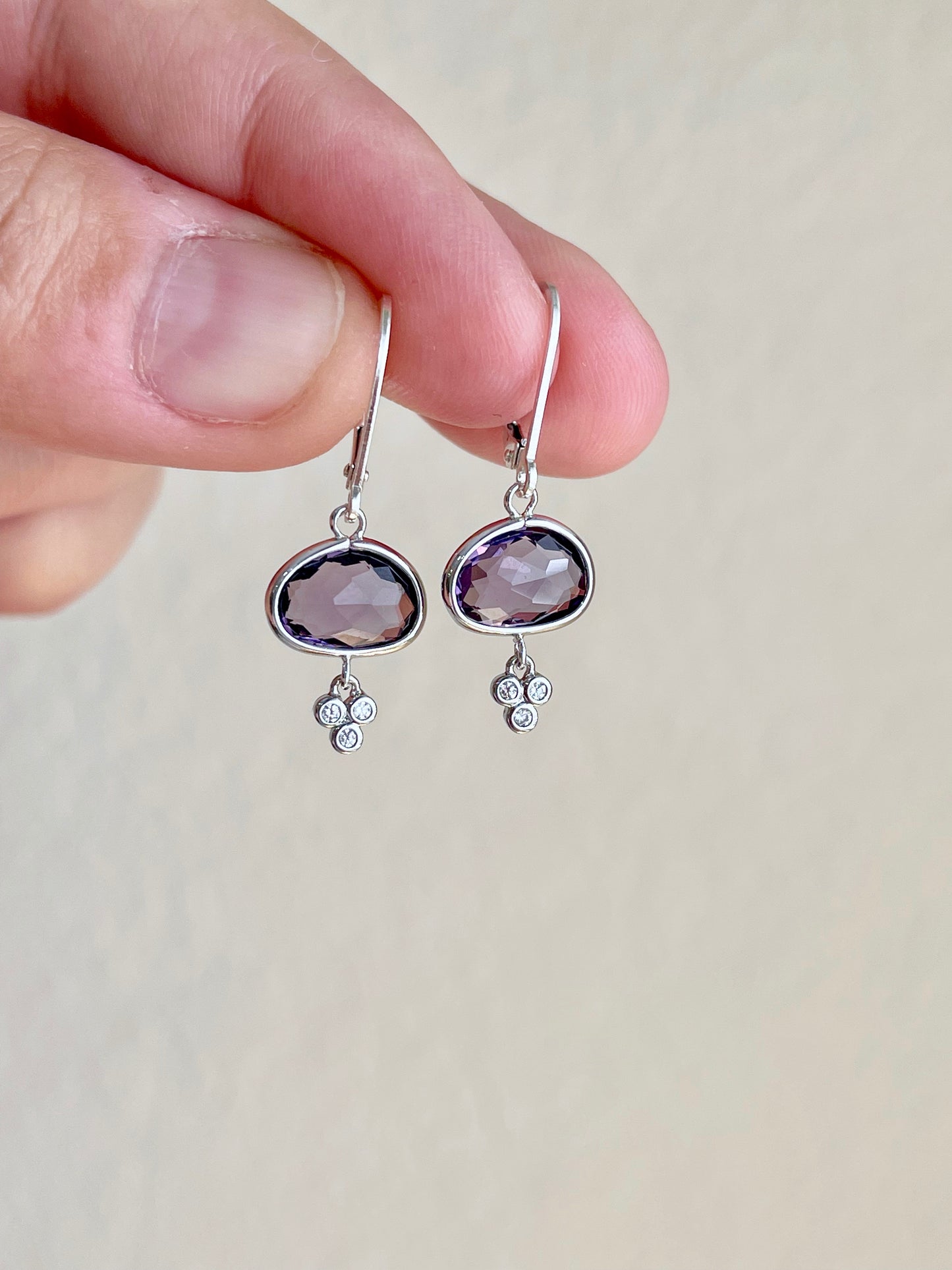 Oval Amethyst Earrings