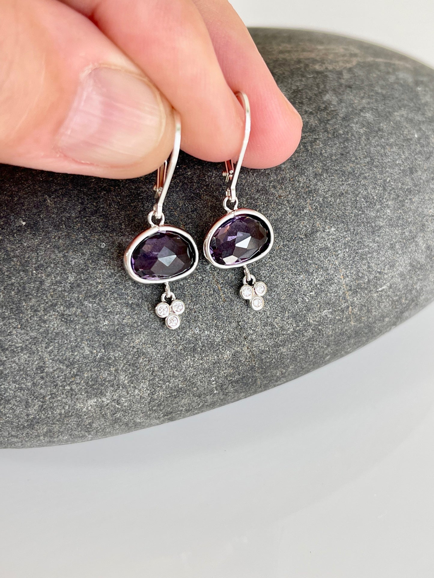 Oval Amethyst Earrings