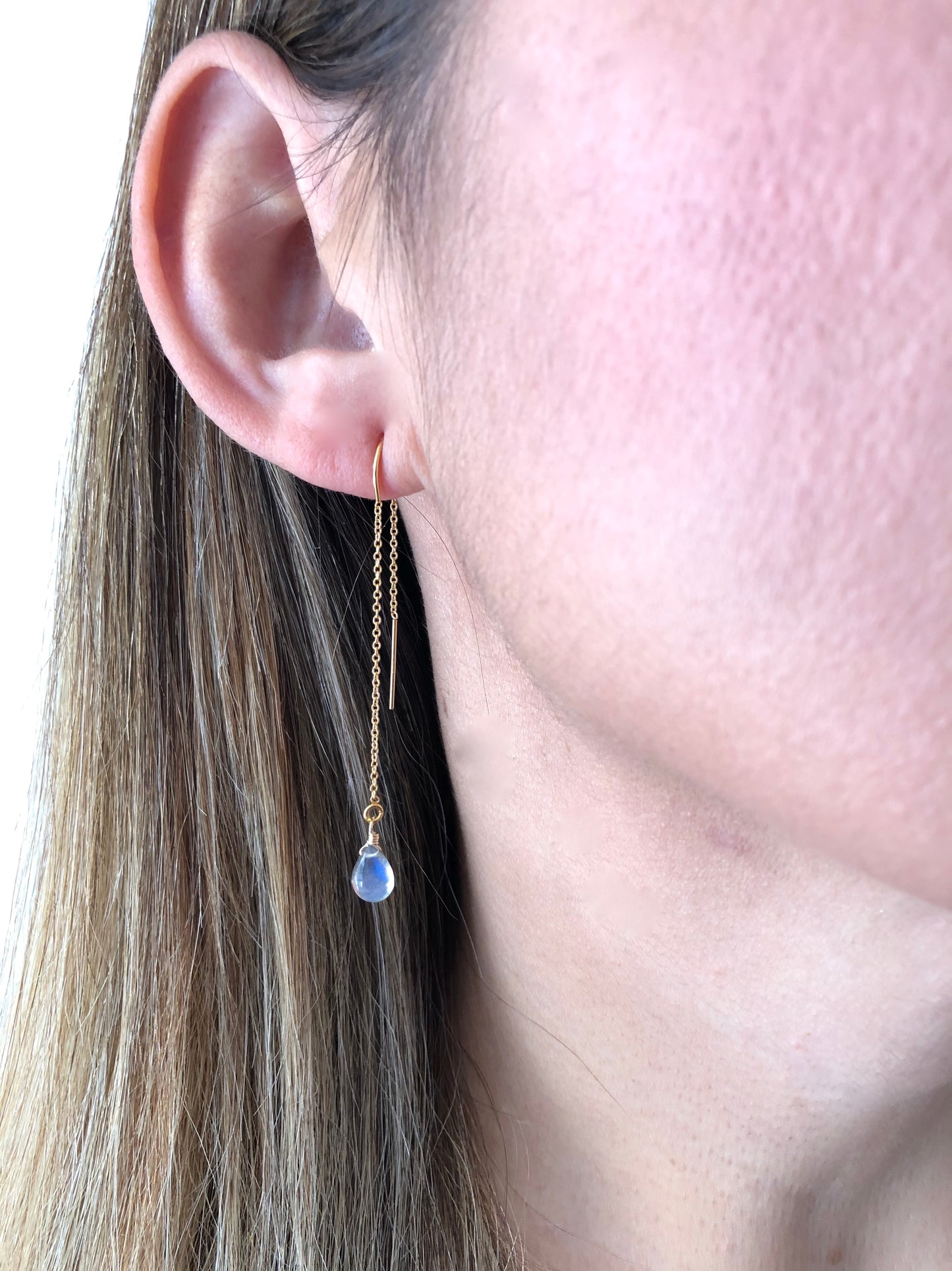 Labradorite Threader Pull Through Earrings