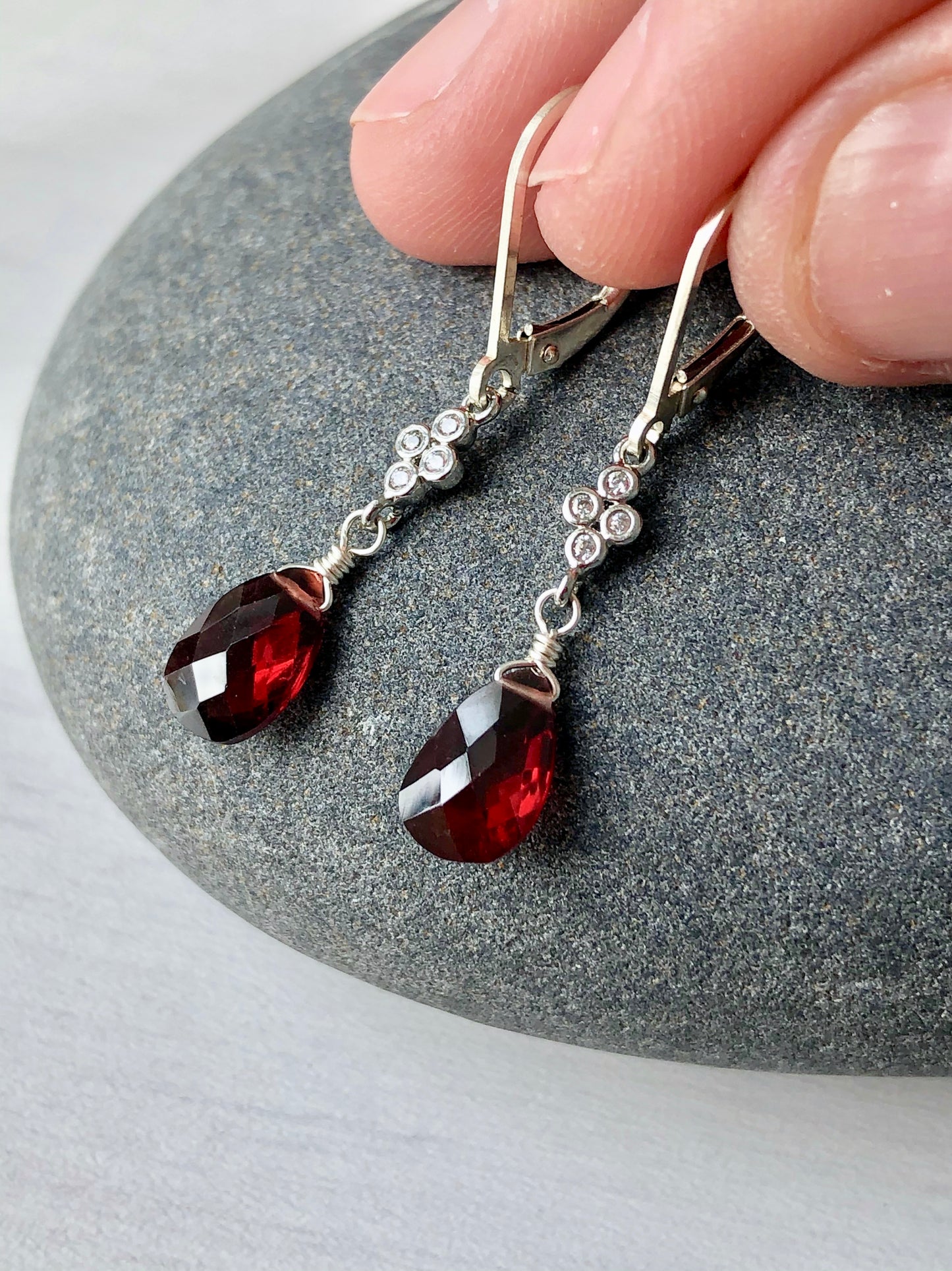 Garnet Teardrop Dangle Earrings
