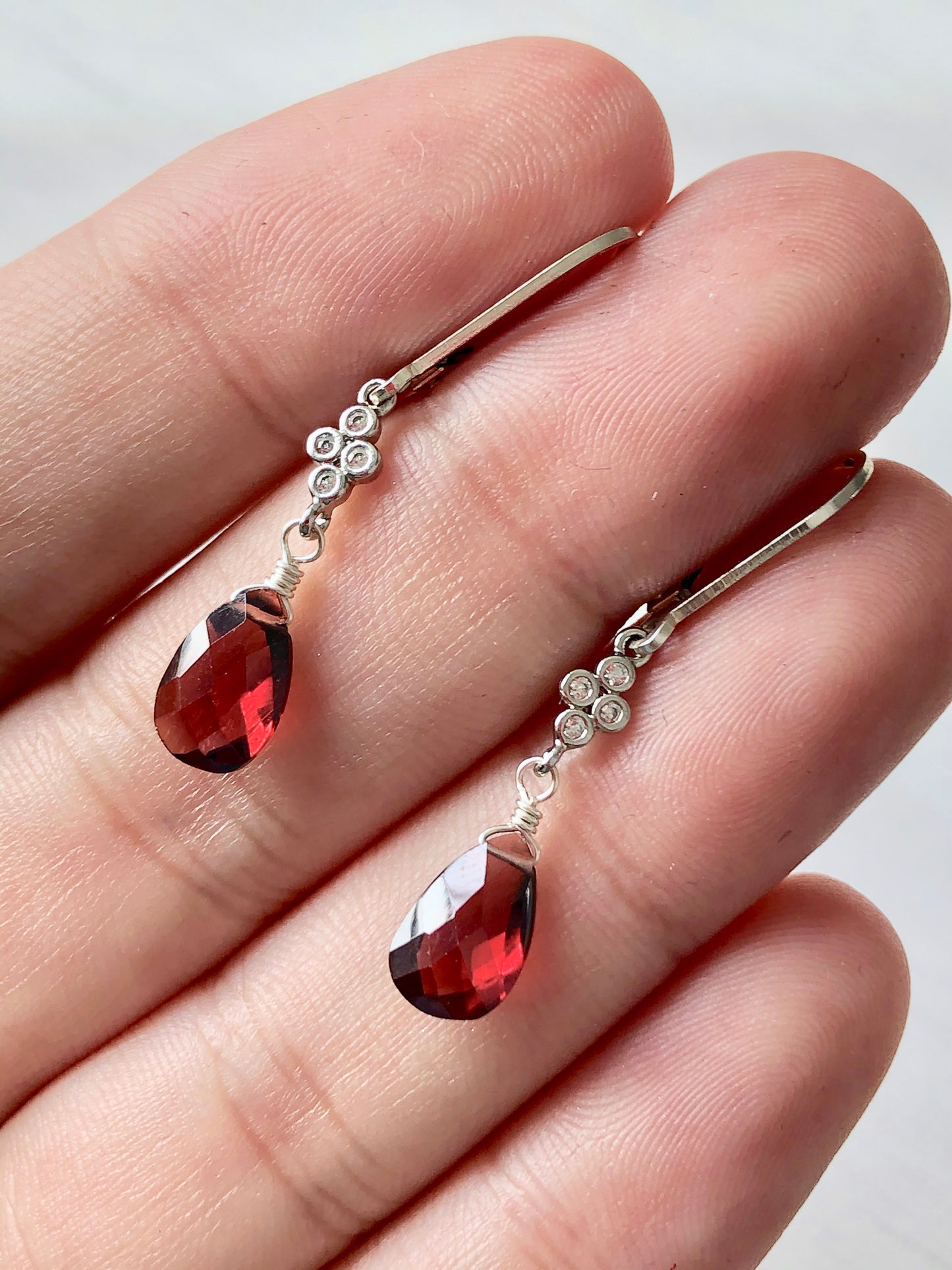 Garnet Teardrop Dangle Earrings