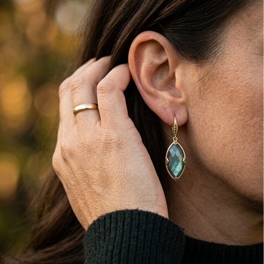 Labradorite and Indicolite Earrings- Gold Filled