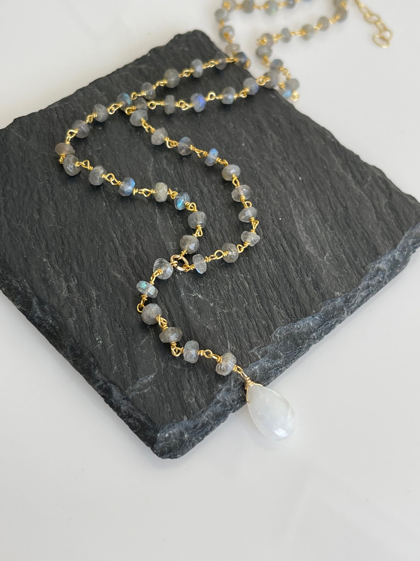 Rainbow Moonstone and Labradorite Necklace