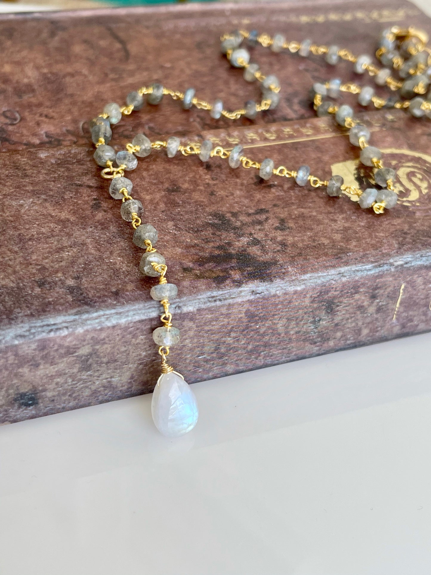 Rainbow Moonstone and Labradorite Necklace