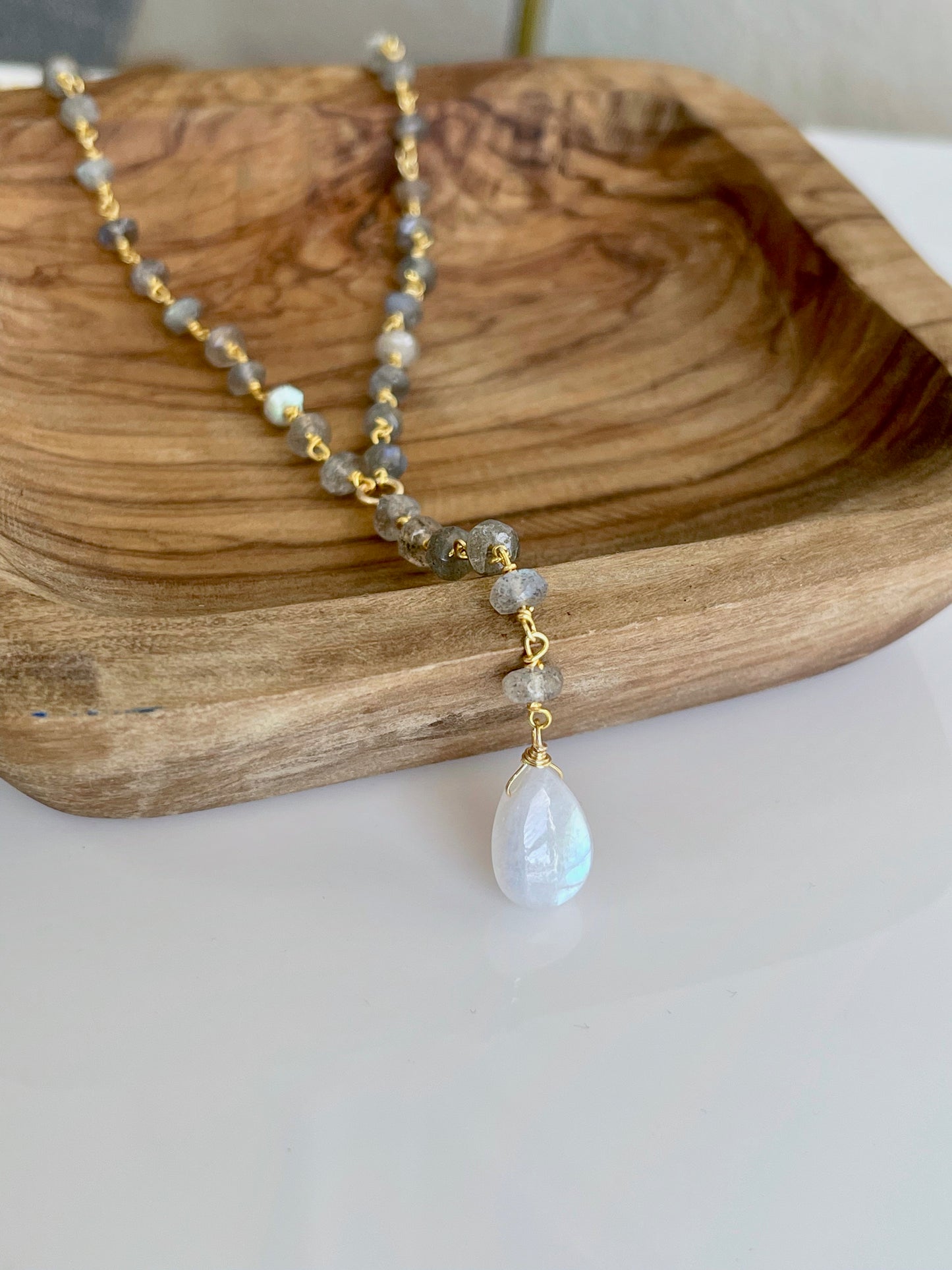 Rainbow Moonstone and Labradorite Necklace