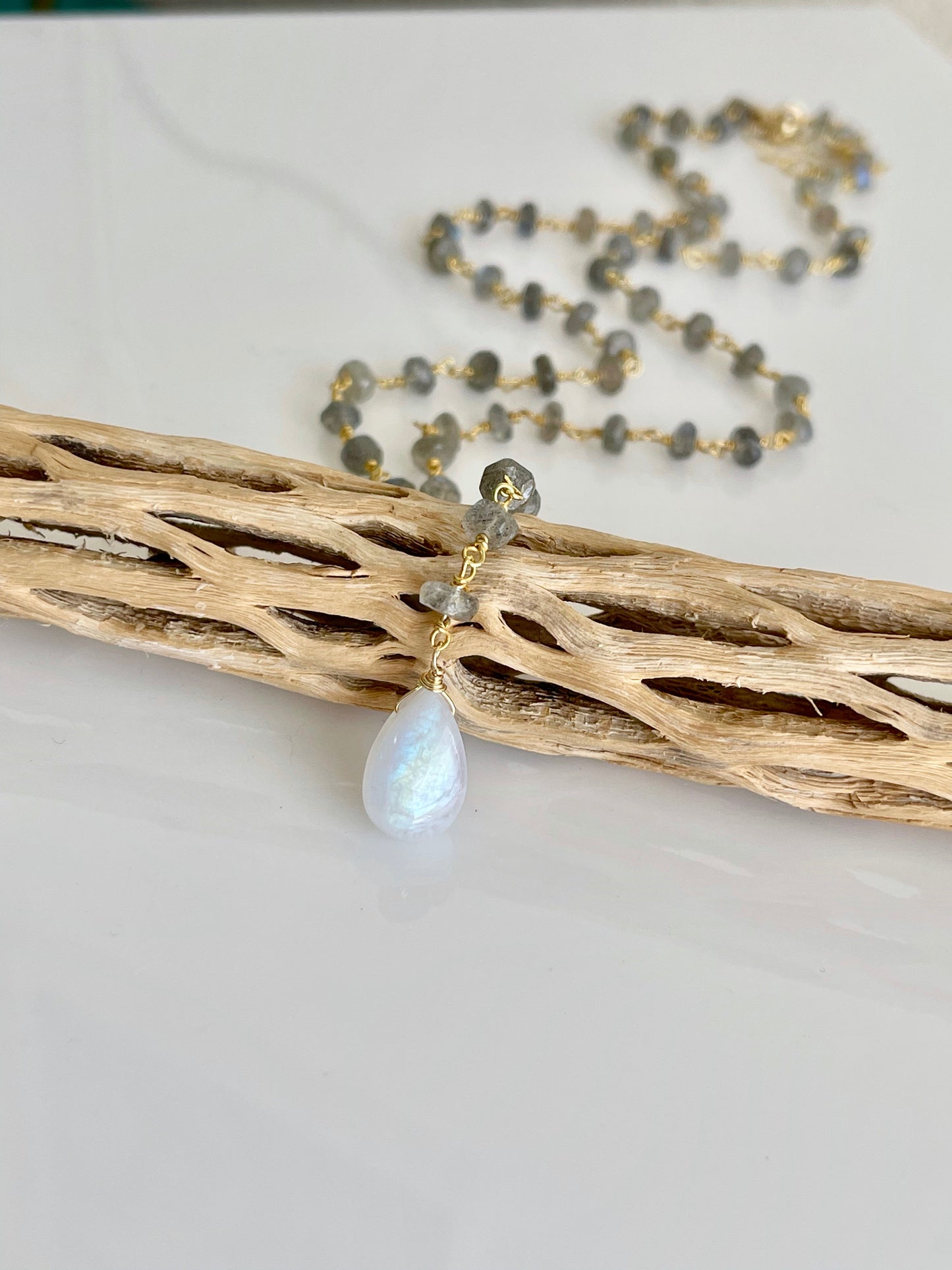 Rainbow Moonstone and Labradorite Necklace