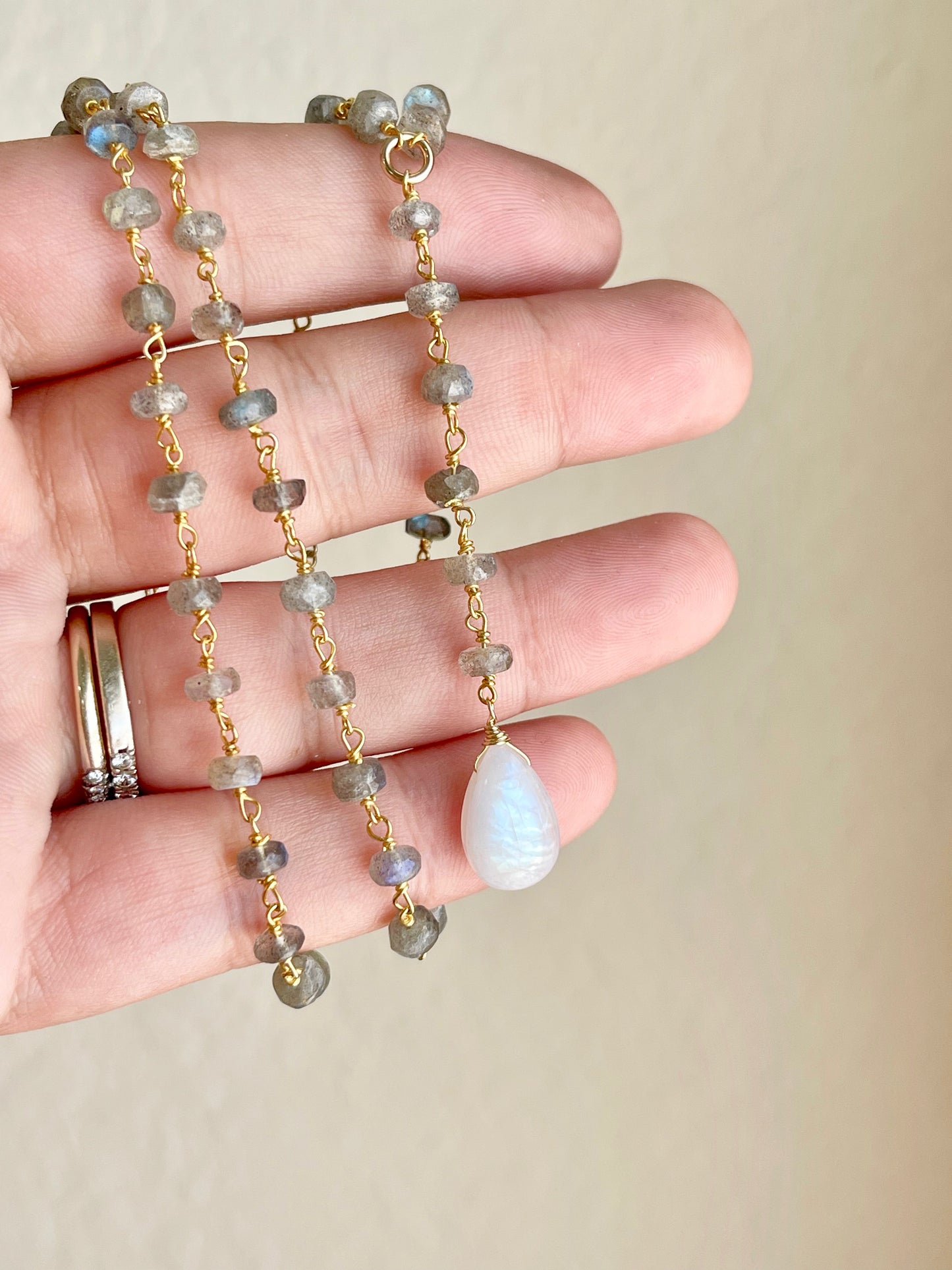 Rainbow Moonstone and Labradorite Necklace