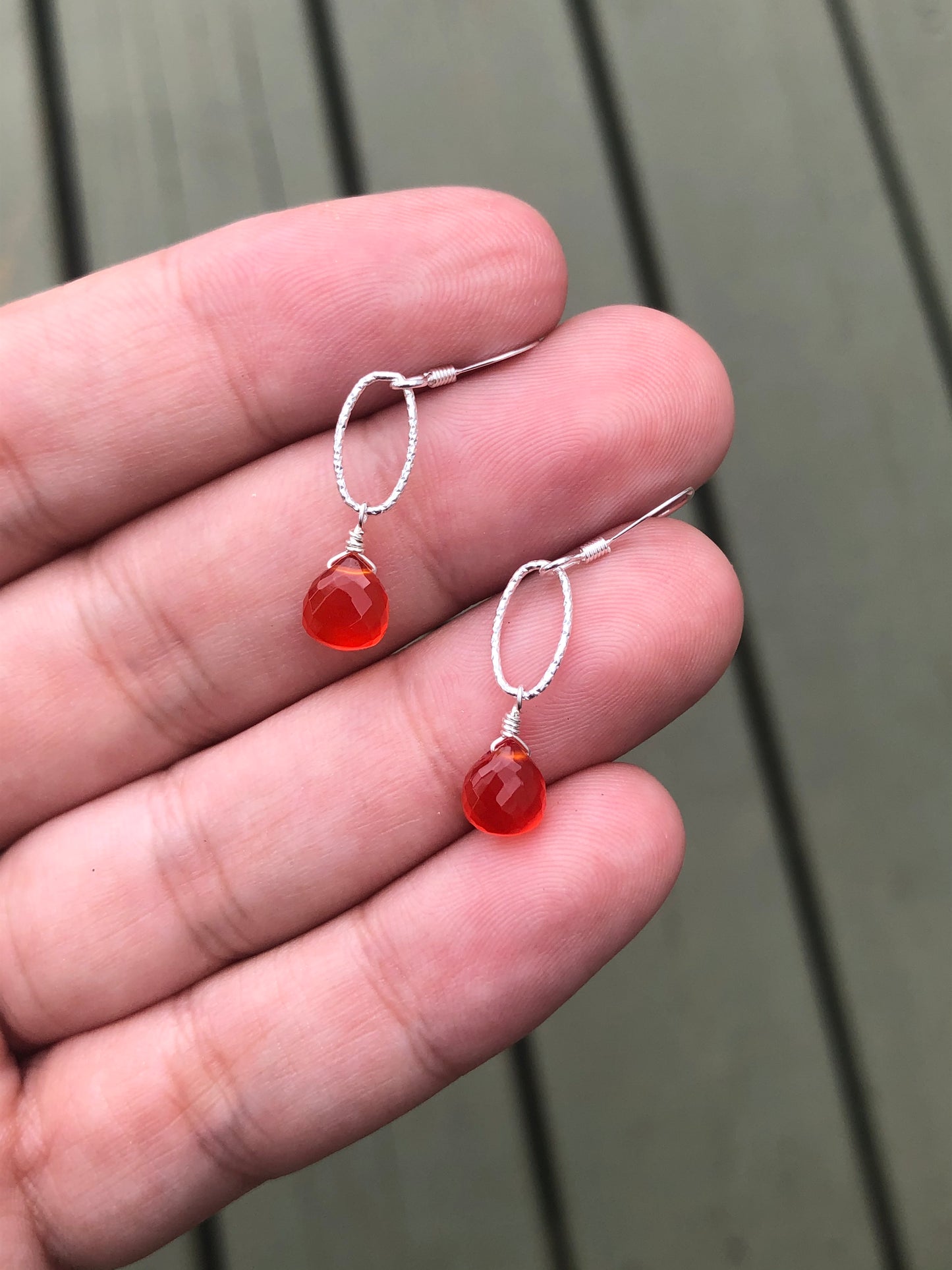 Carnelian Oval Link Earrings