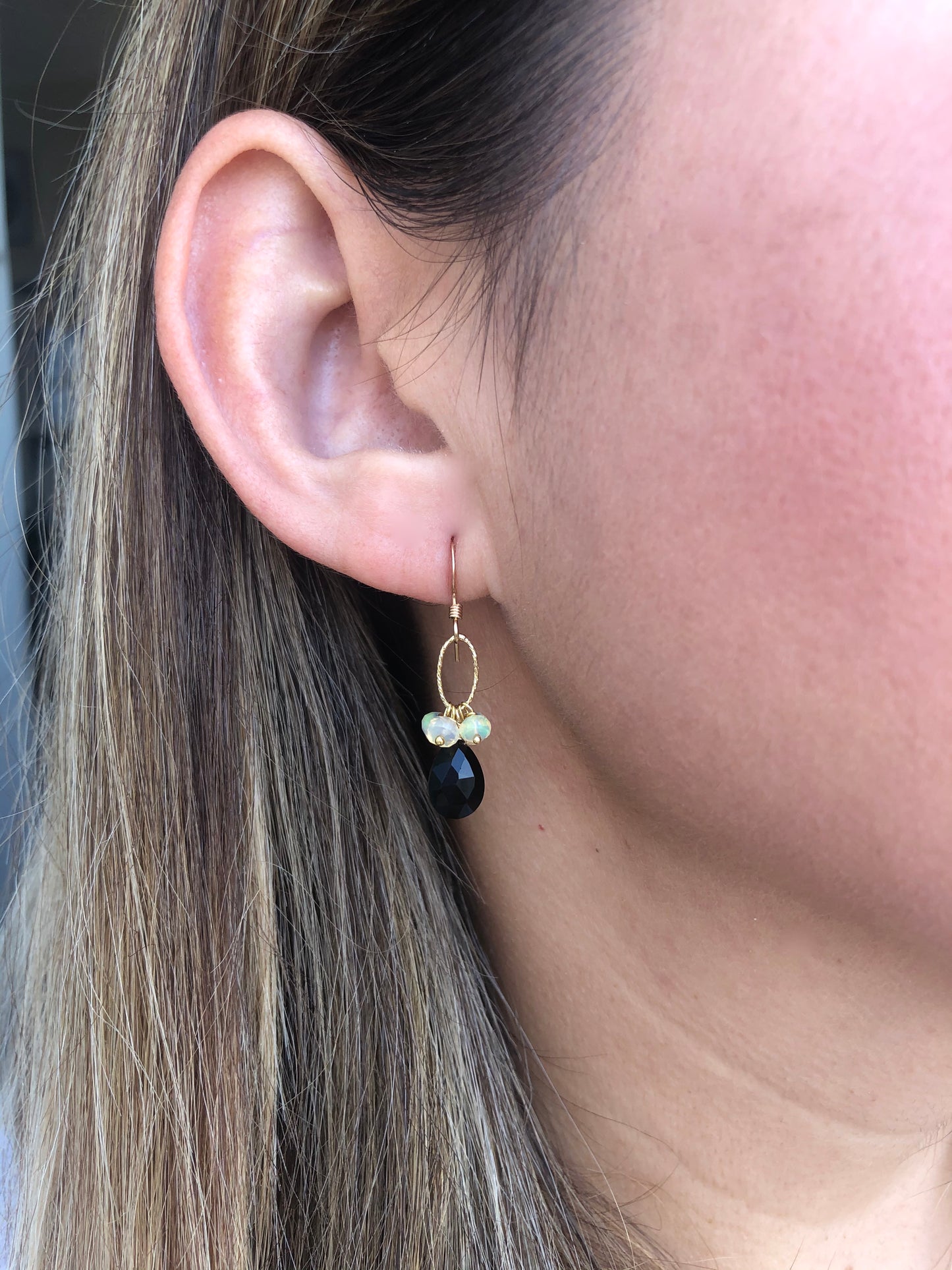 Fire Opal and Black Onyx Earrings