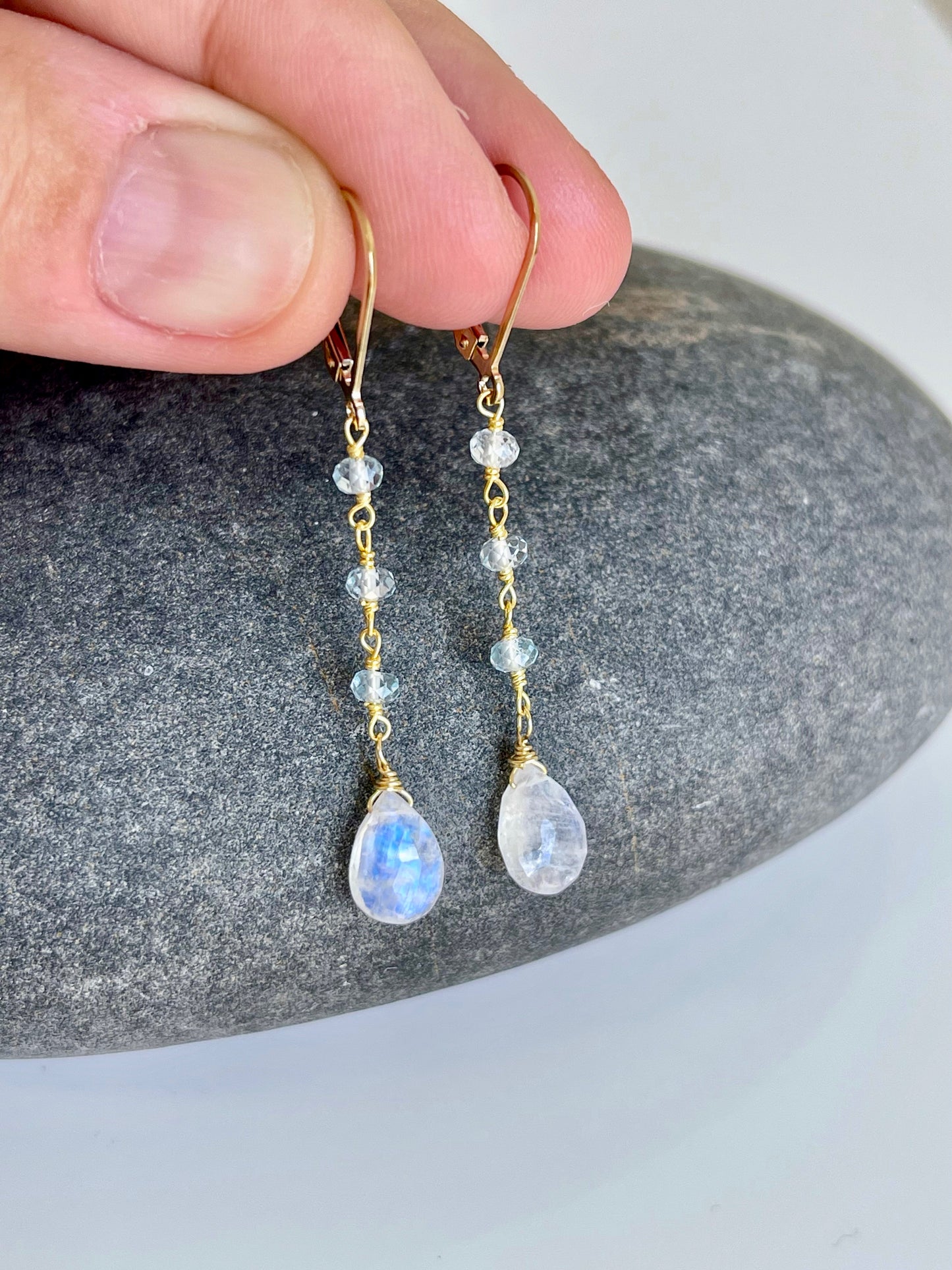 Moonstone and Aquamarine Earrings