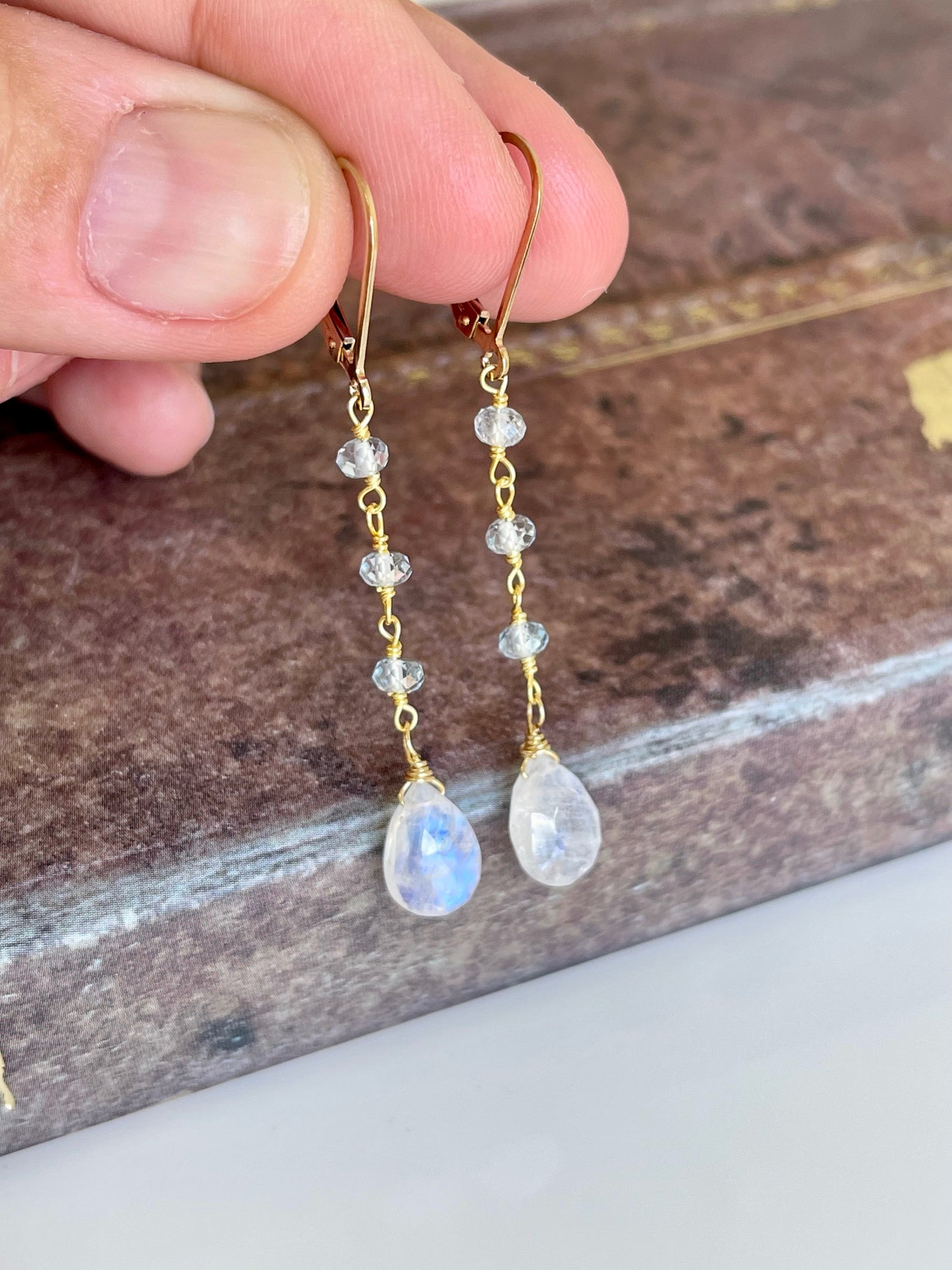 Moonstone and Aquamarine Earrings