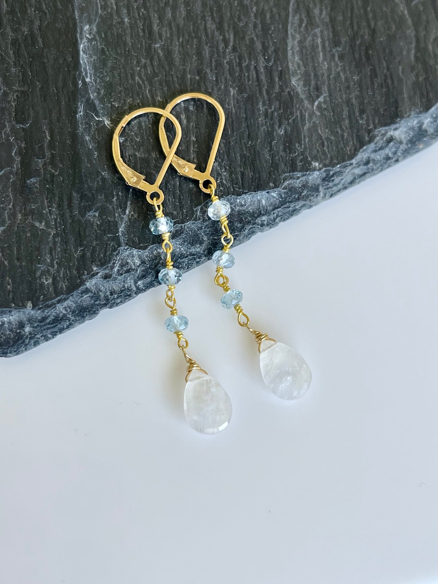 Moonstone and Aquamarine Earrings