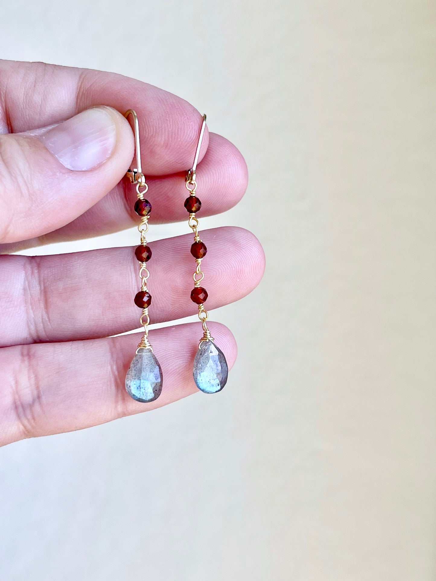 Labradorite and Garnet Earrings