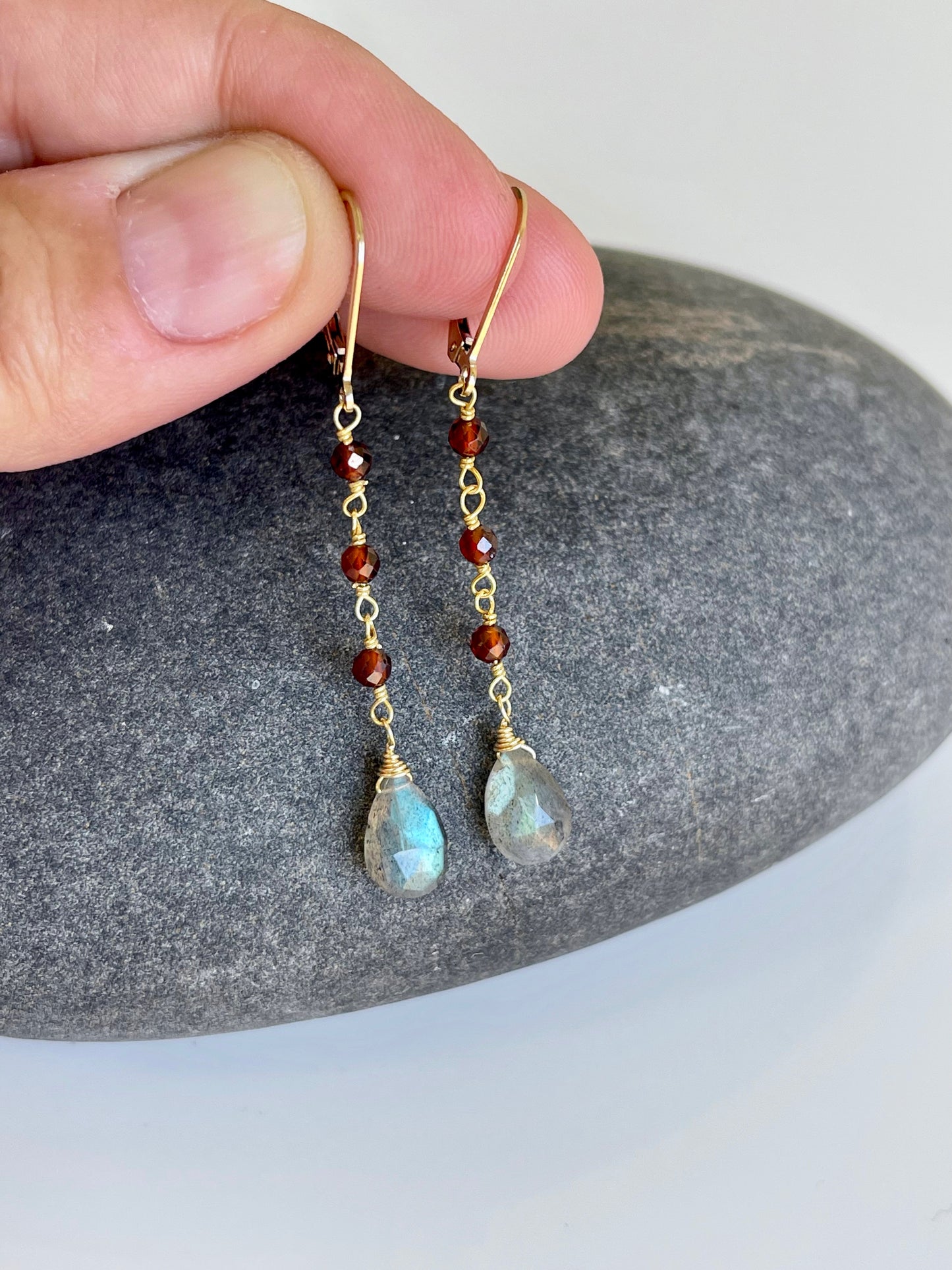 Labradorite and Garnet Earrings