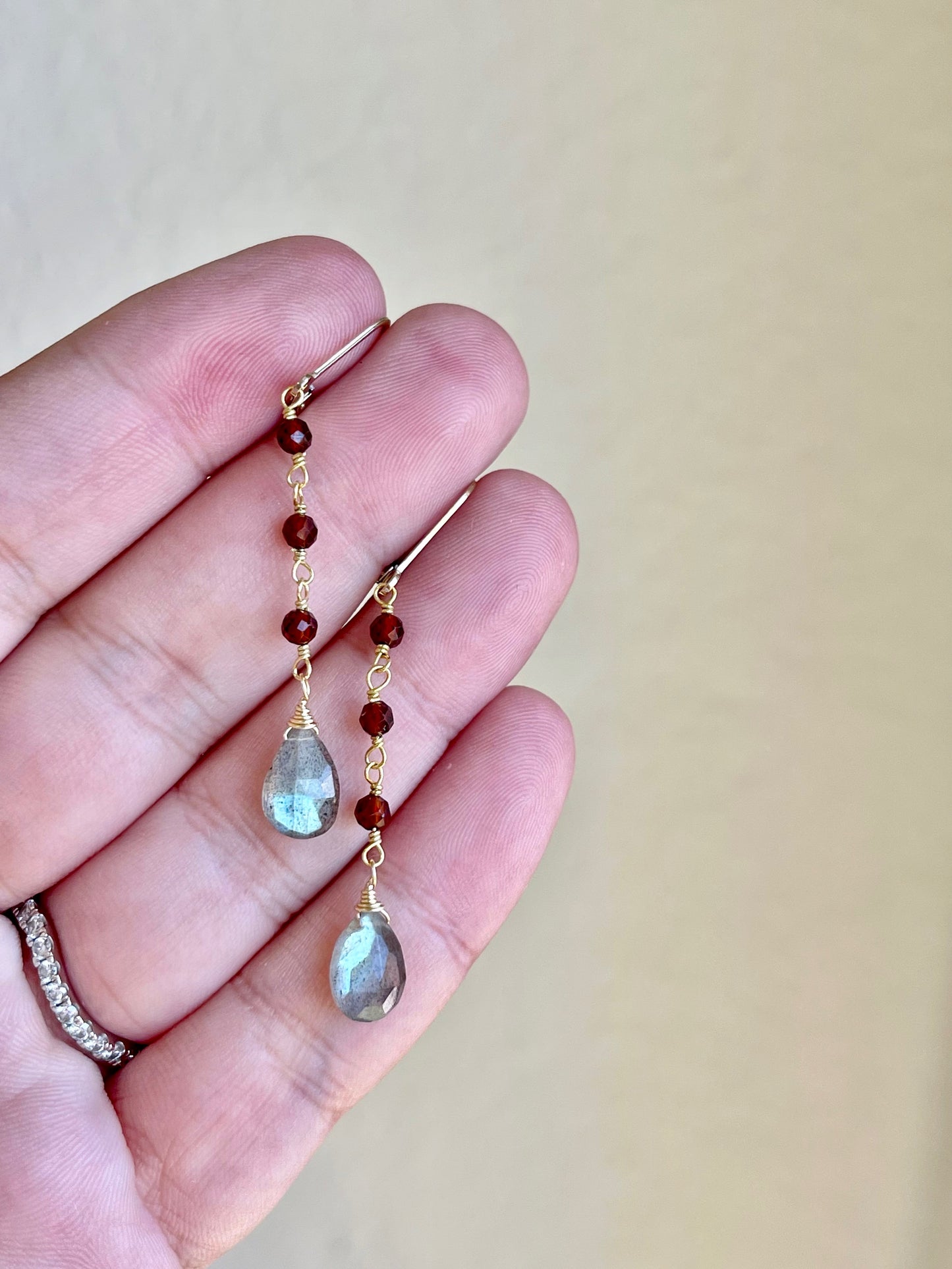 Labradorite and Garnet Earrings