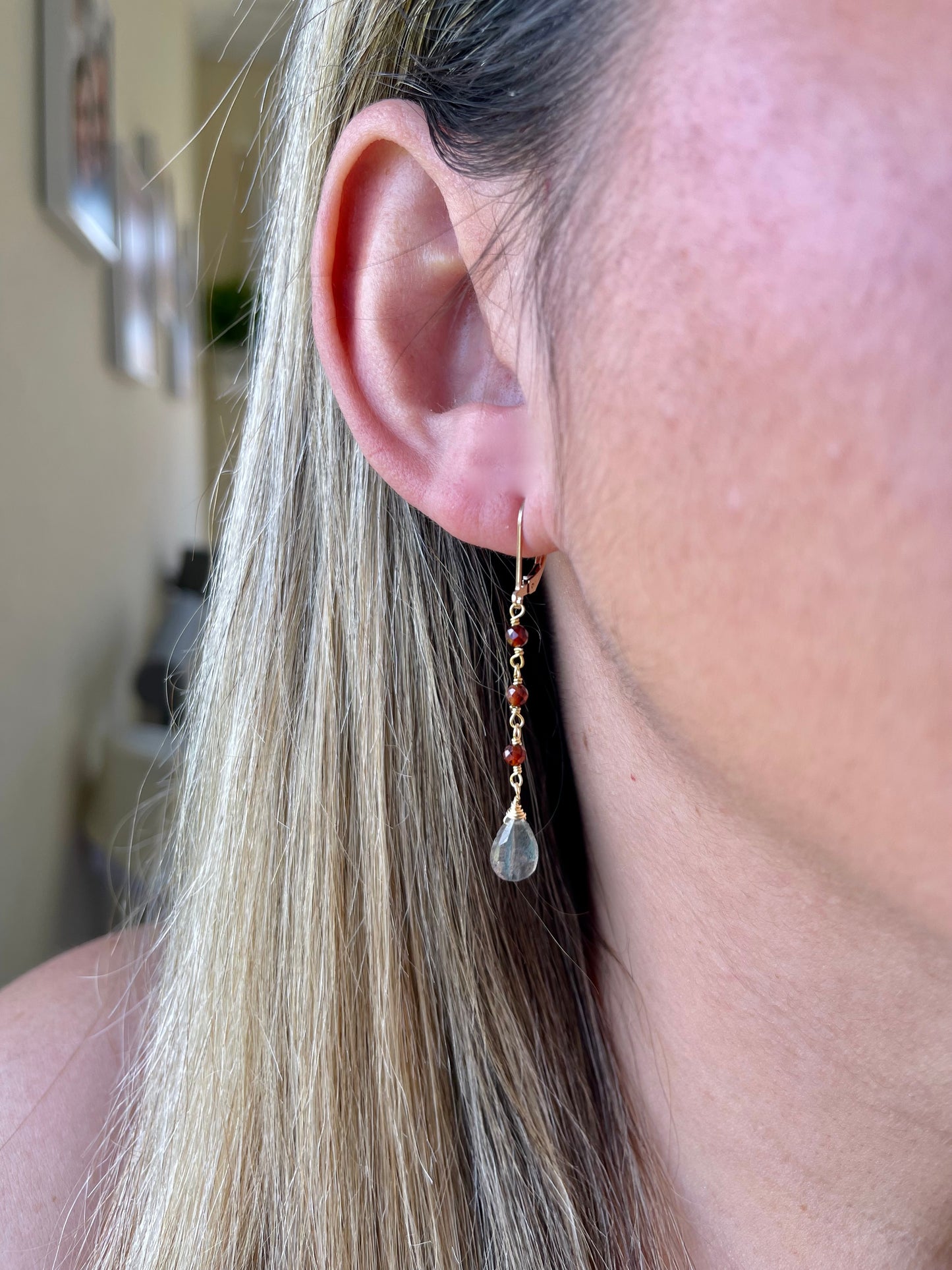 Labradorite and Garnet Earrings