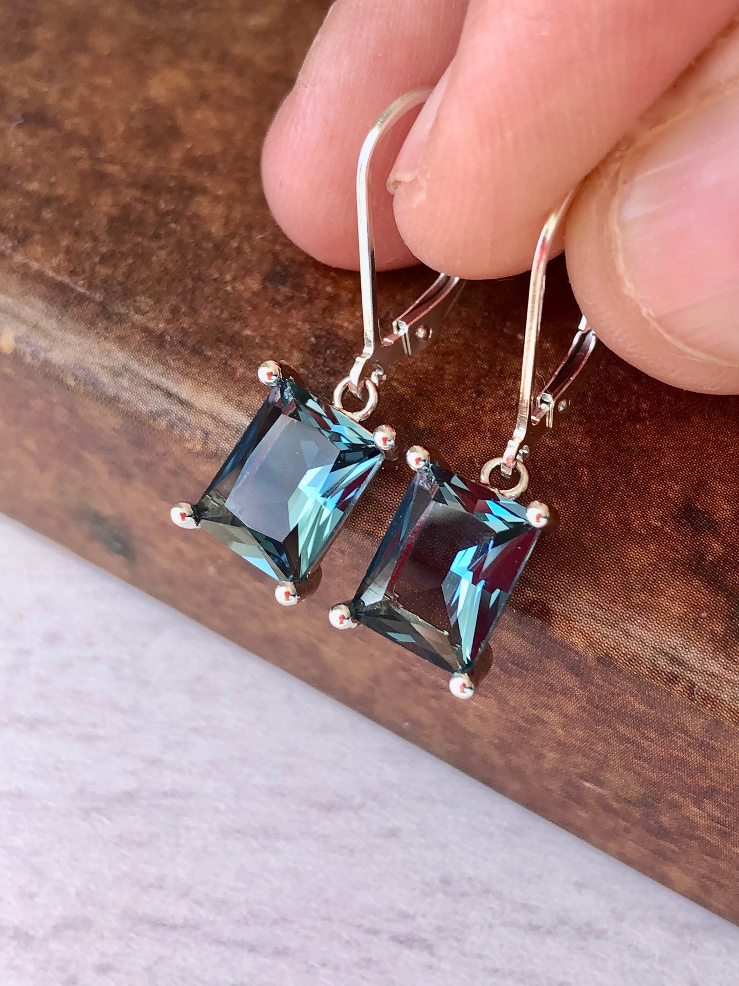 Blue Topaz Baguette Earrings