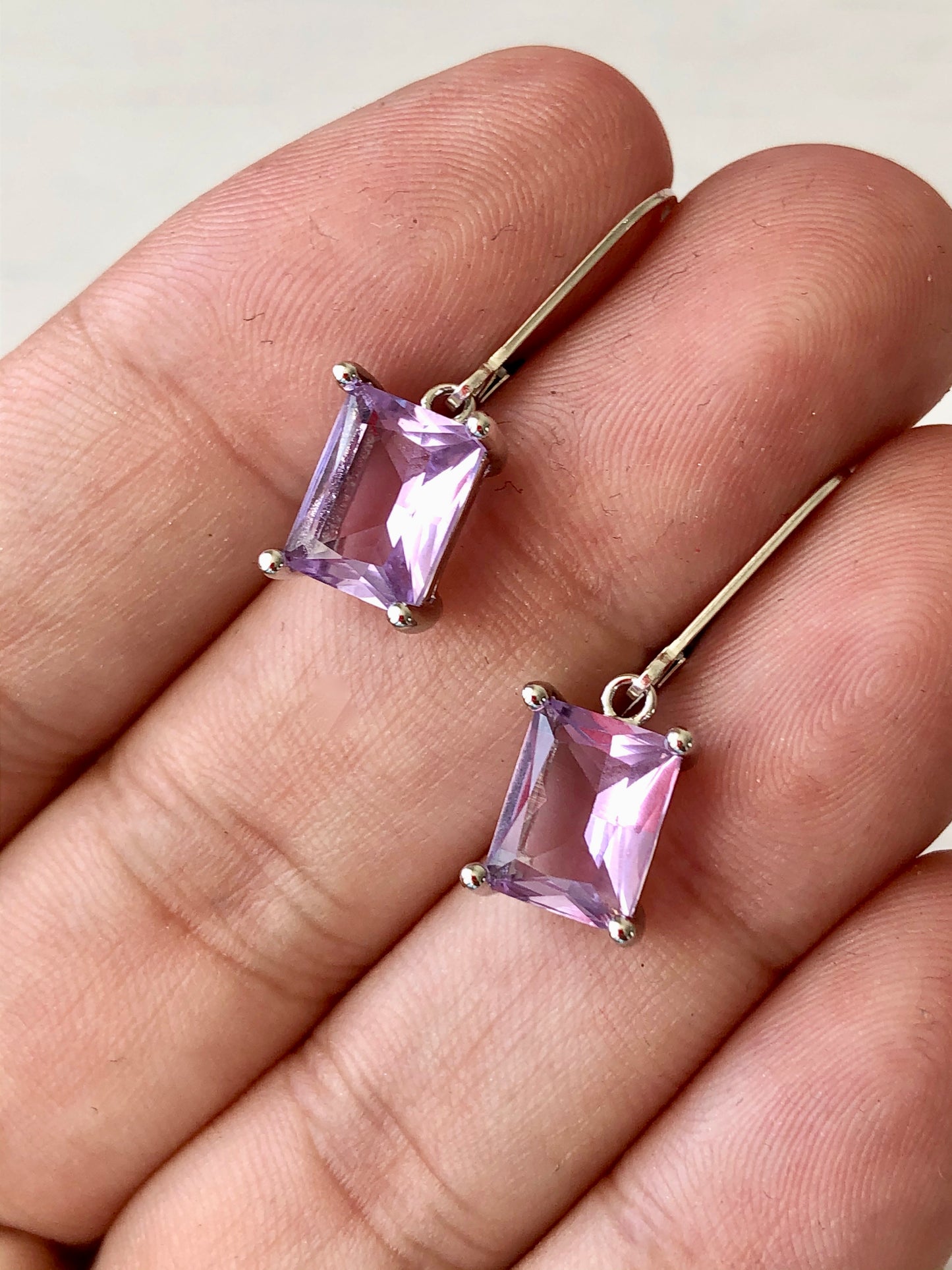 Lavender Baguette Earrings