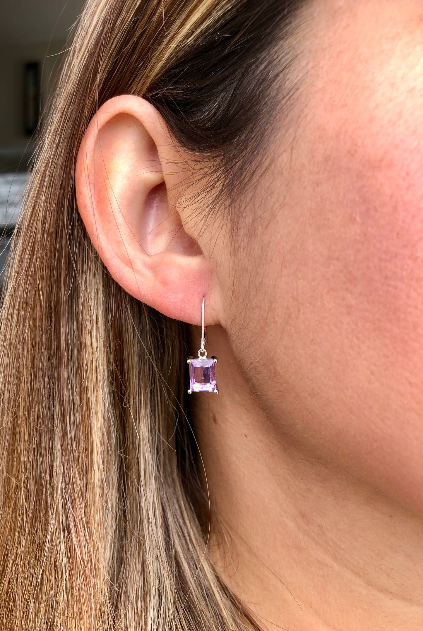 Lavender Baguette Earrings