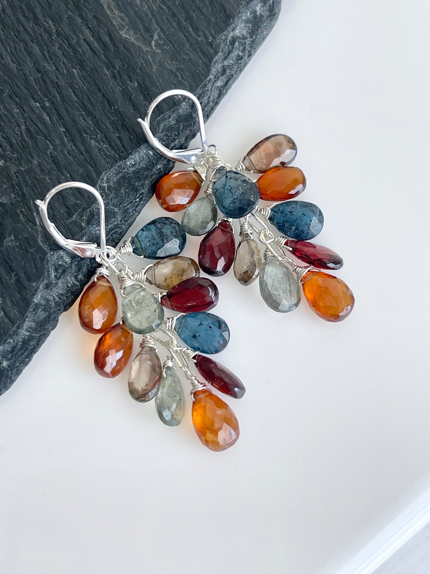 Tundra Sapphire Cluster Earrings