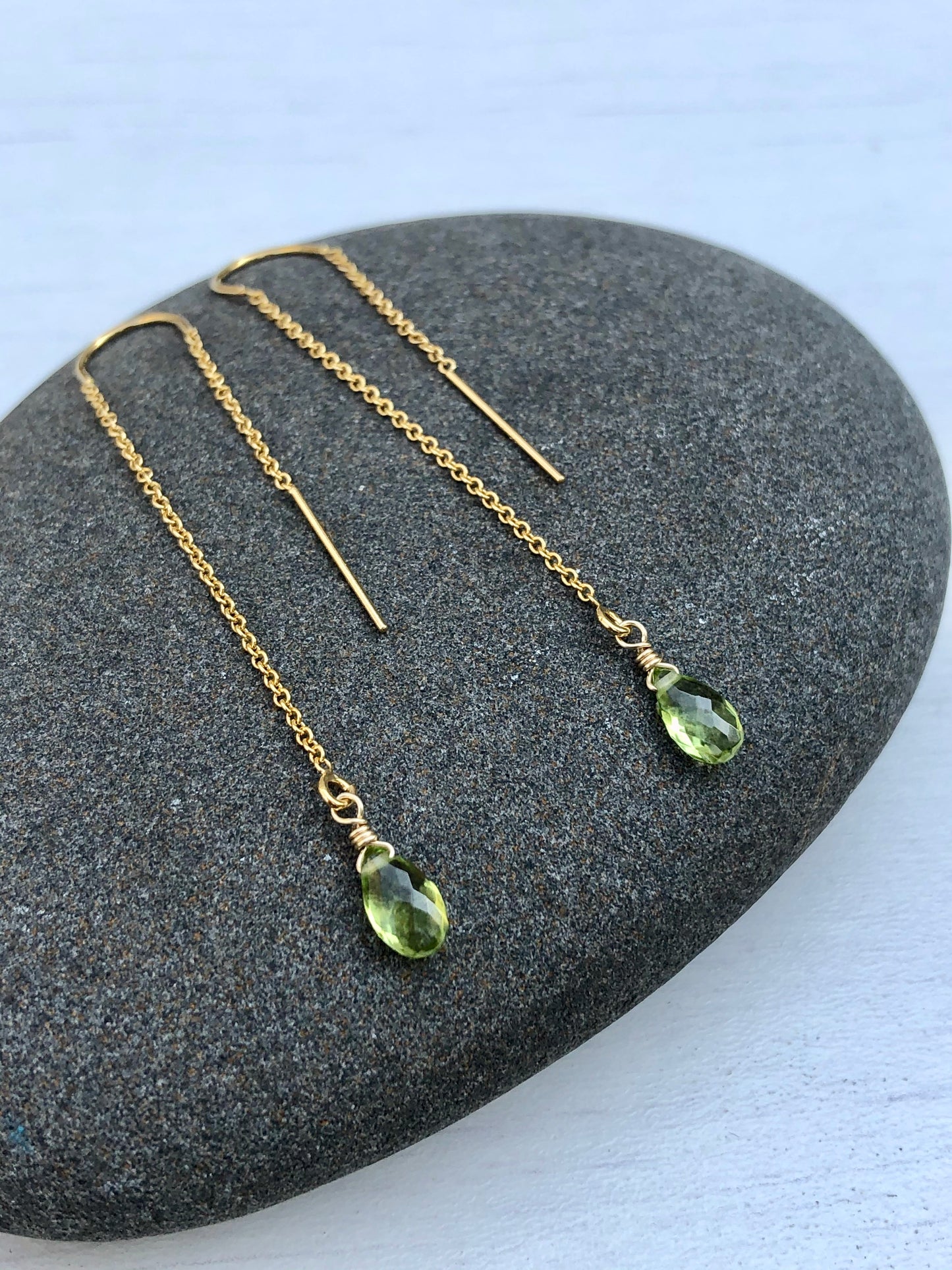 Peridot Threader Earrings- August Birthstone