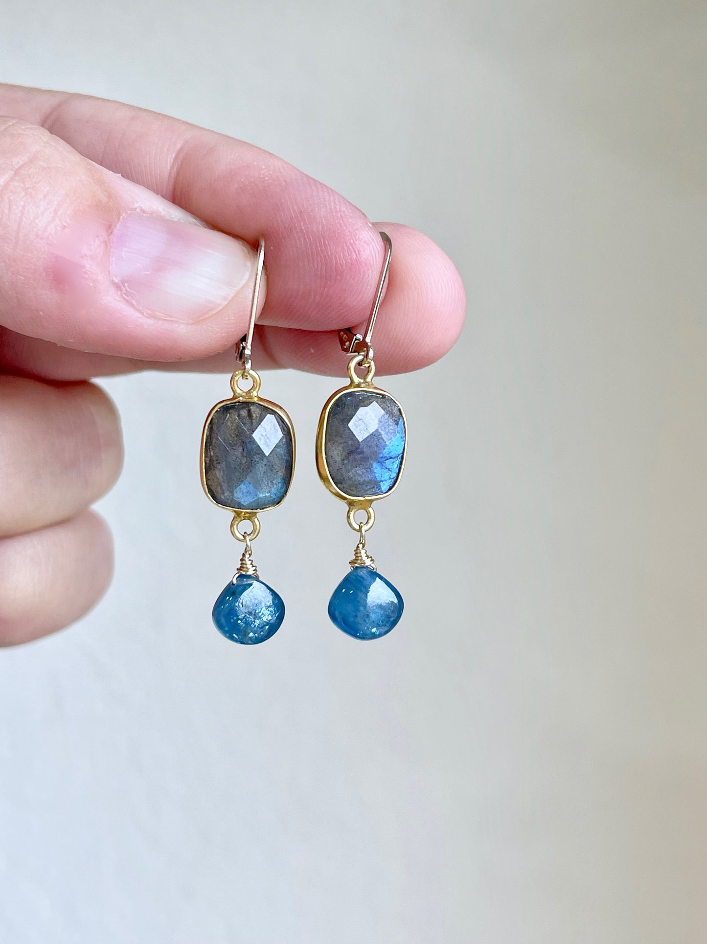 Labradorite and Tourmaline Earrings