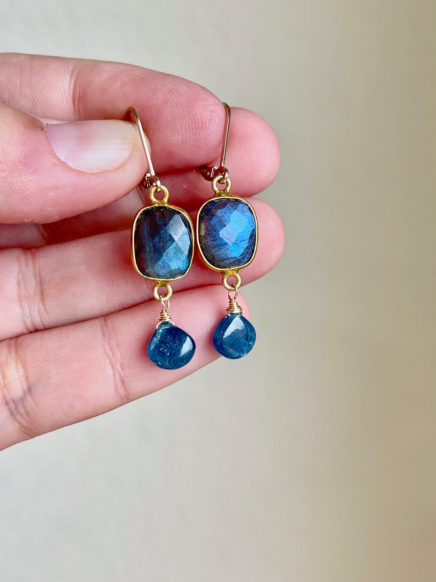 Labradorite and Tourmaline Earrings