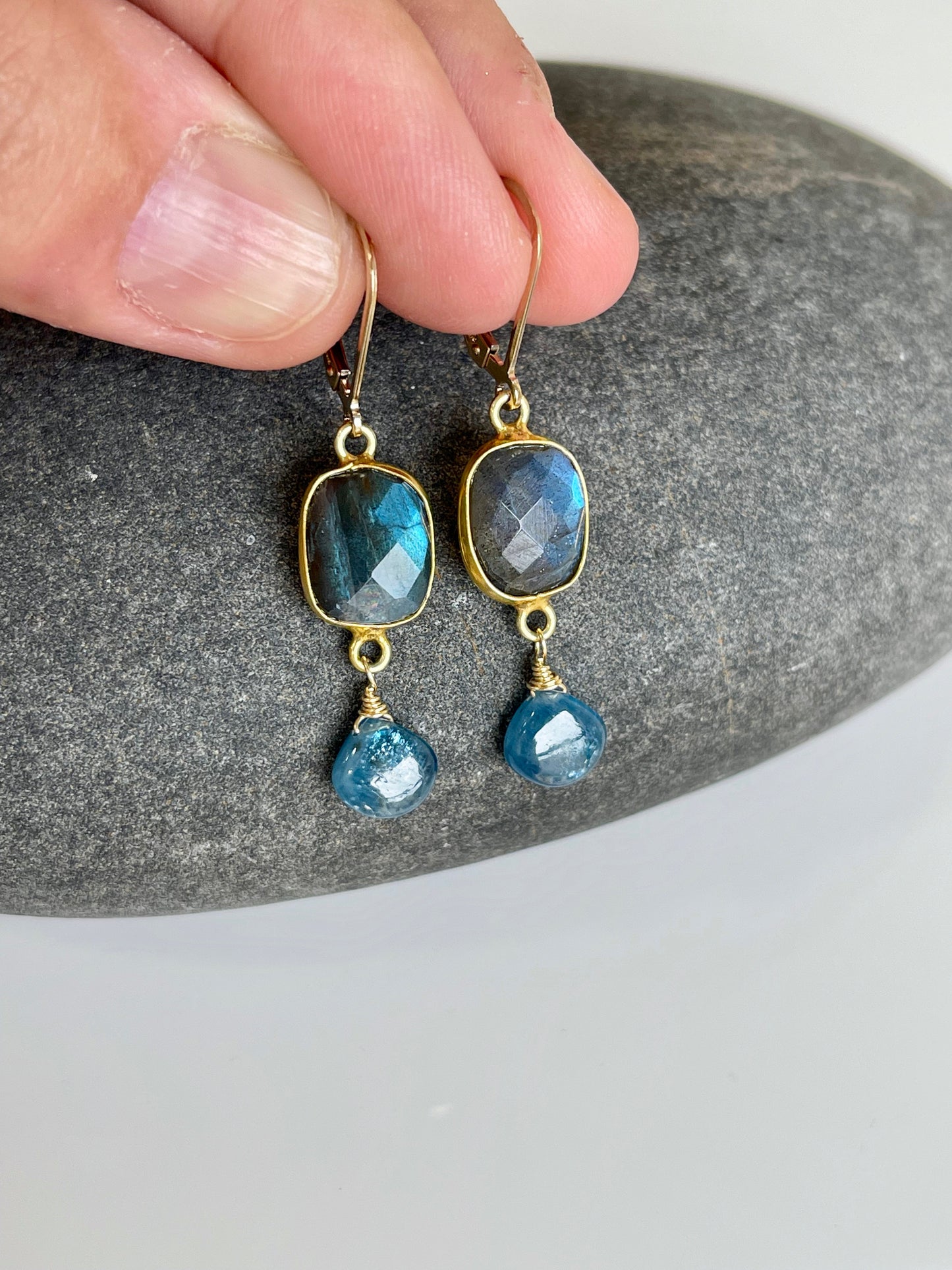 Labradorite and Tourmaline Earrings