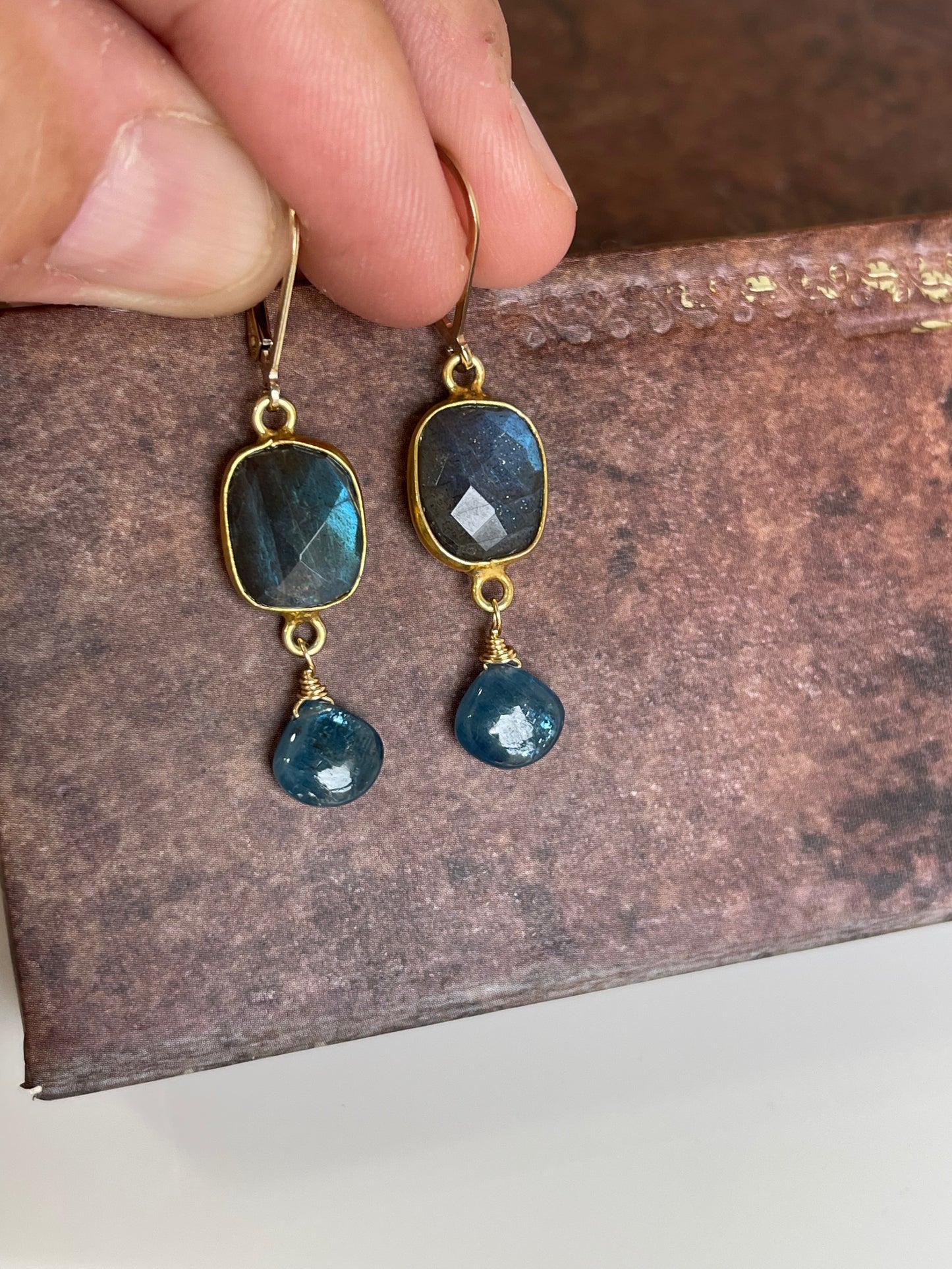 Labradorite and Tourmaline Earrings