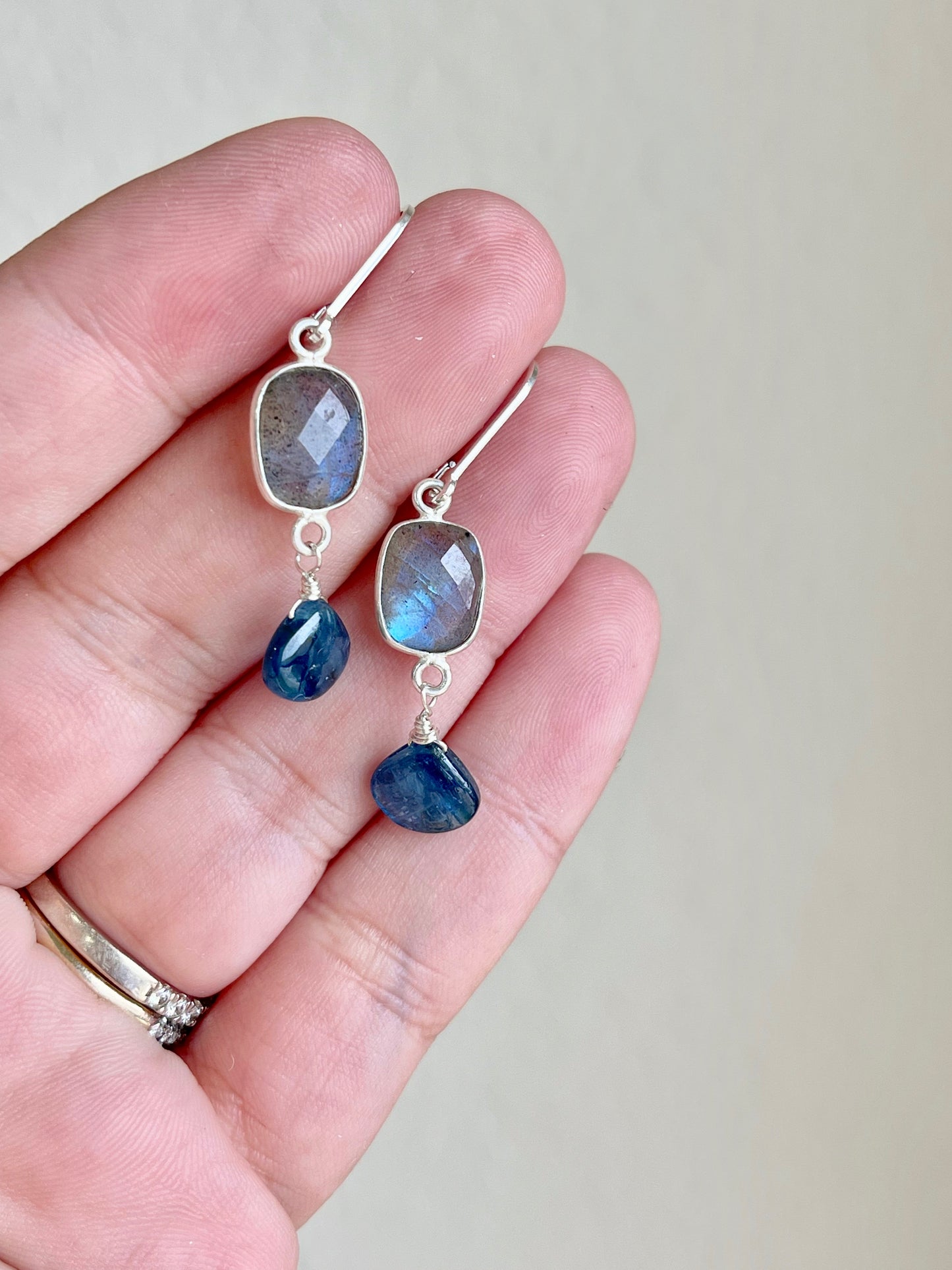 Labradorite and Tourmaline Earrings