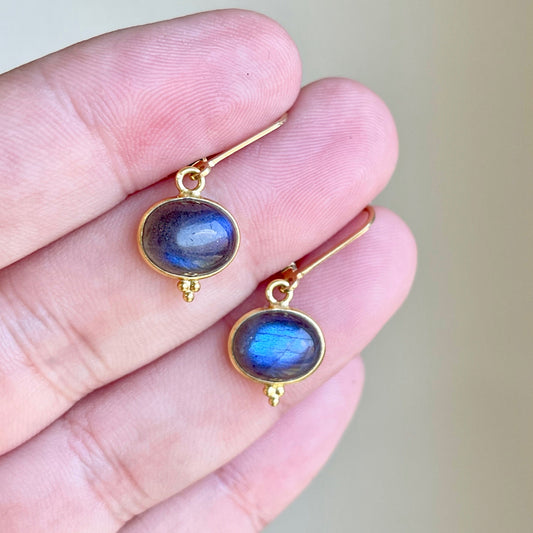 Labradorite Smooth Oval Cabochon Earrings