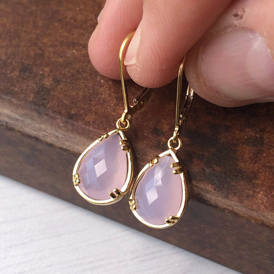 Rose Quartz Teardrop Earrings