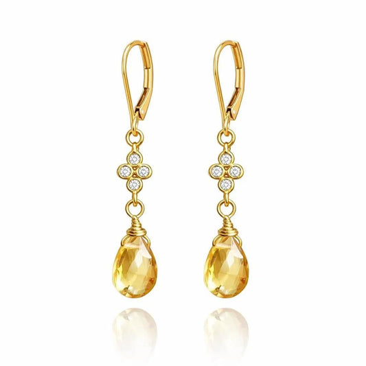 Yellow Topaz Teardrop Earrings- November Birthstone
