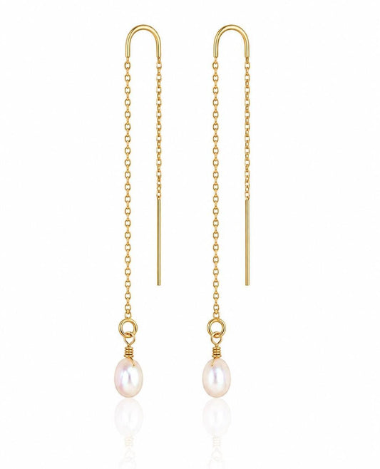 Pearl Threader Earrings- June Birthstone